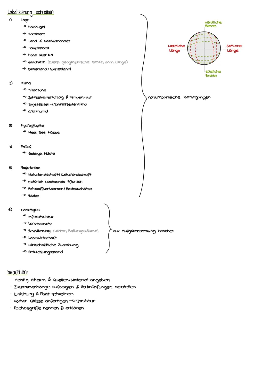 # Allgemeines
Klimadiagramme auswerten
1) orientieren
→wo liegt die Klimastation
2) ablesen & ermitteln
→Temperatur:
* Jahresdurchsc