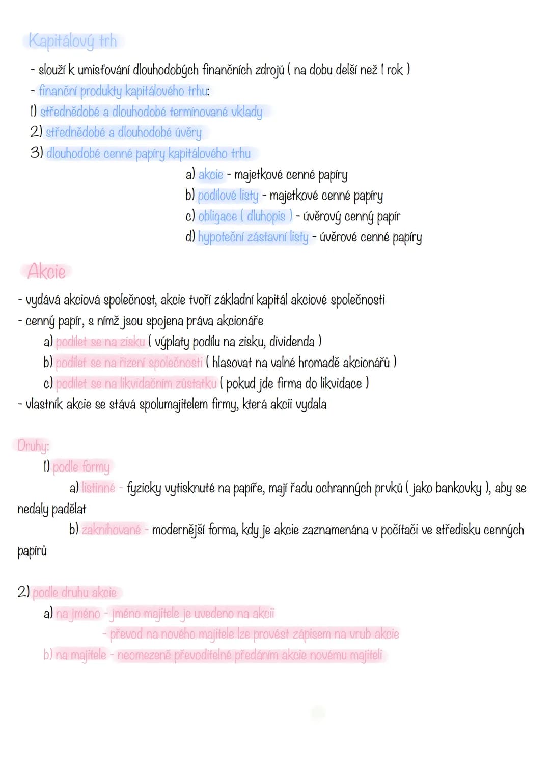 # Finanční trhy
- Jedná se o specificky trh kde se prodává specifické zboží - peníze (hotovost, devize, cenné
papíry, drahé kovy)
- Je zalo