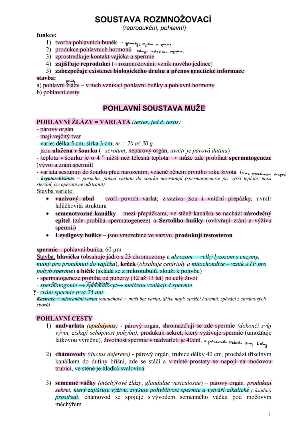 # SOUSTAVA ROZMNOŽOVACÍ
(reprodukční, pohlavní)
funkce:
1) tvorba pohlavních buněk $gamety; vajikka a spermie$
2) produkce pohlavních hormo