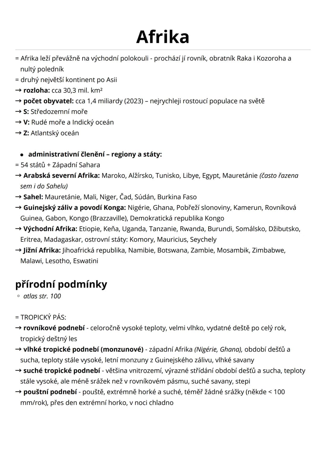 # Afrika
= Afrika leží převážně na východní polokouli - prochází jí rovník, obratník Raka i Kozoroha a
nultý poledník
= druhý největší kont