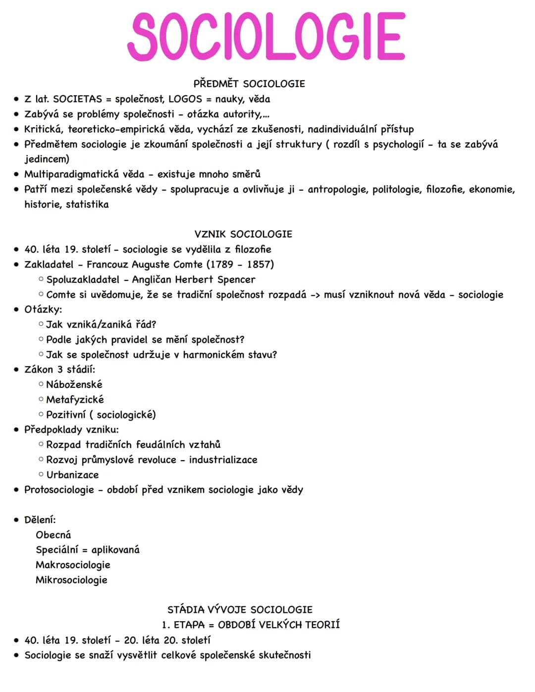 # SOCIOLOGIE
## PŘEDMĚT SOCIOLOGIE
* Z lat. SOCIETAS = společnost, LOGOS = nauky, věda
* Zabývá se problémy společnosti otázka autorit