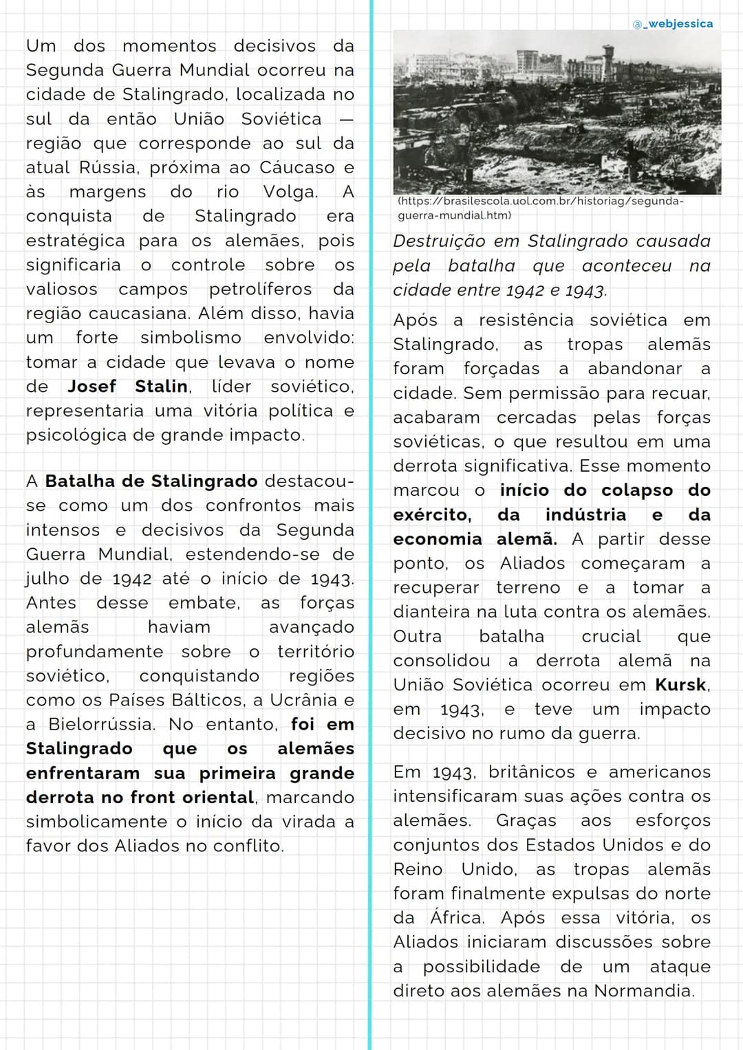 # Segunda Guerra Mundial
@_webjessica
1 - Resumo sobre a Segunda
Guerra Mundial
A Segunda Guerra Mundial, ocorrida
entre os anos de 1939
