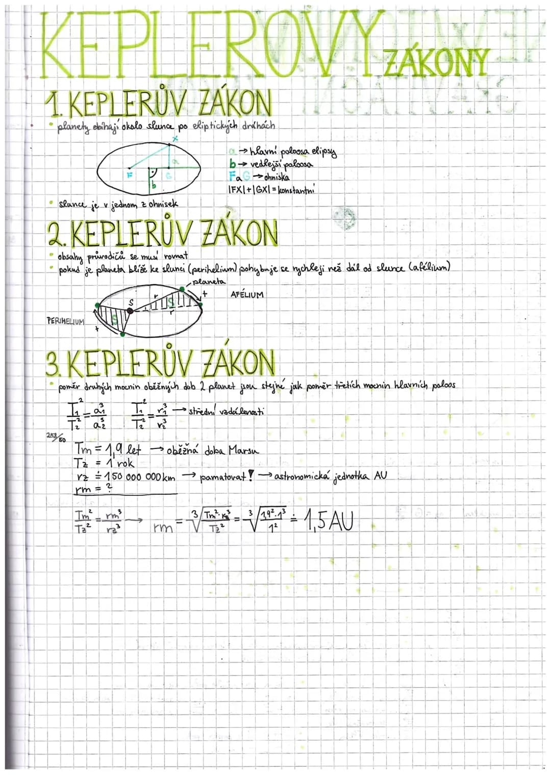 # KEPLEROVY ZAKONY
## 1. KEPLERŮV ZÁKON
* planety ebíhají okolo slunce po eliptických drá hách
* slunce je v jednom z ohnisek
$a$ →h