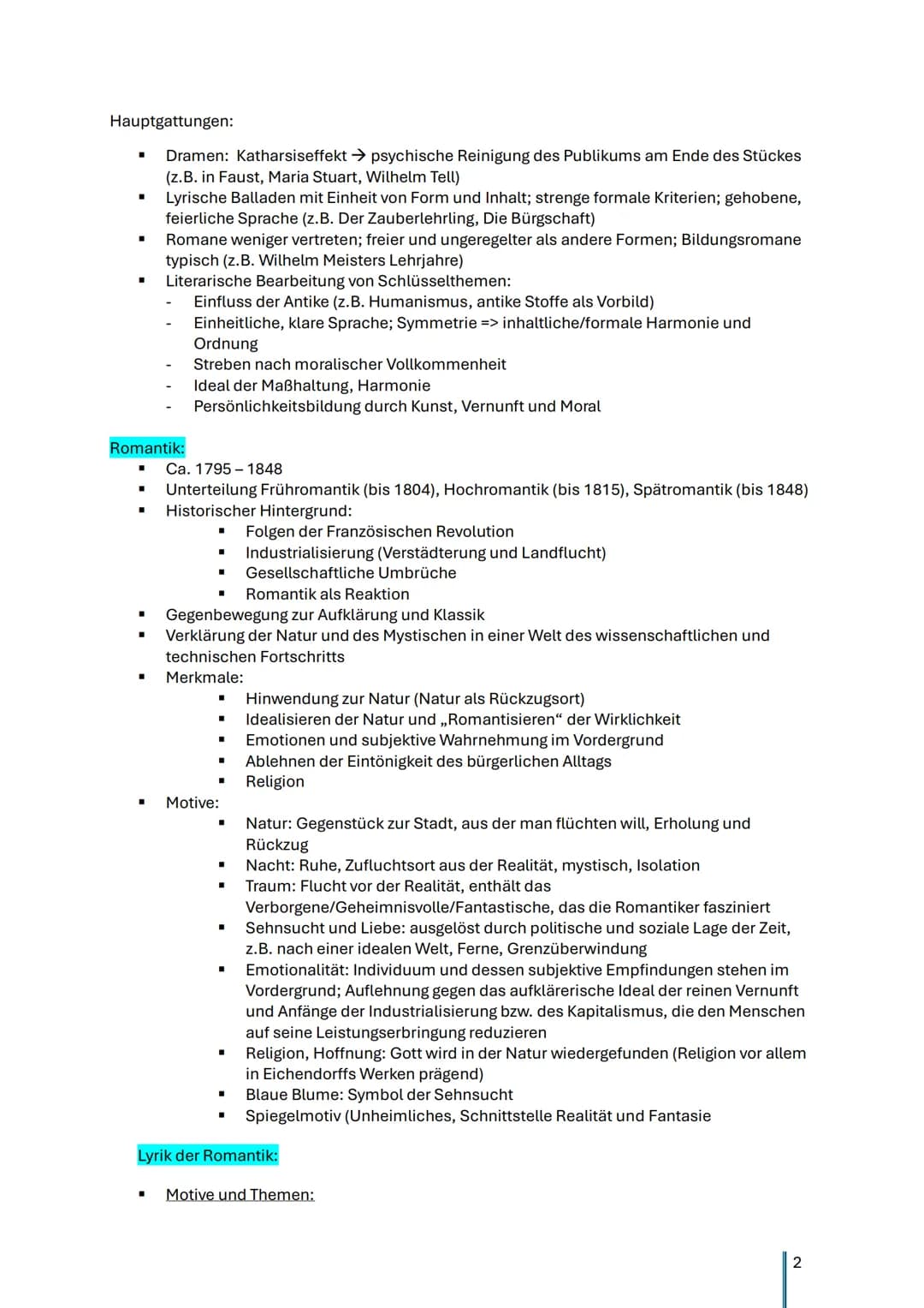 Lernzettel: Deutsch Abitur 2025 LK Hessen
Themen:
Q1.1 Epochenumbruch 18./19. Jahrhundert
Q1.2 Sprache, Medien, Wirklichkeit
Q1.3 Natur als