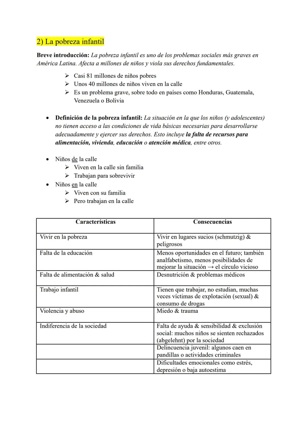 # Preparación para mi examen final de español
Temas:
1) Turismo
2) La pobreza infantil
3) Migración y Convivencia
4) Chile
4.1) Los in