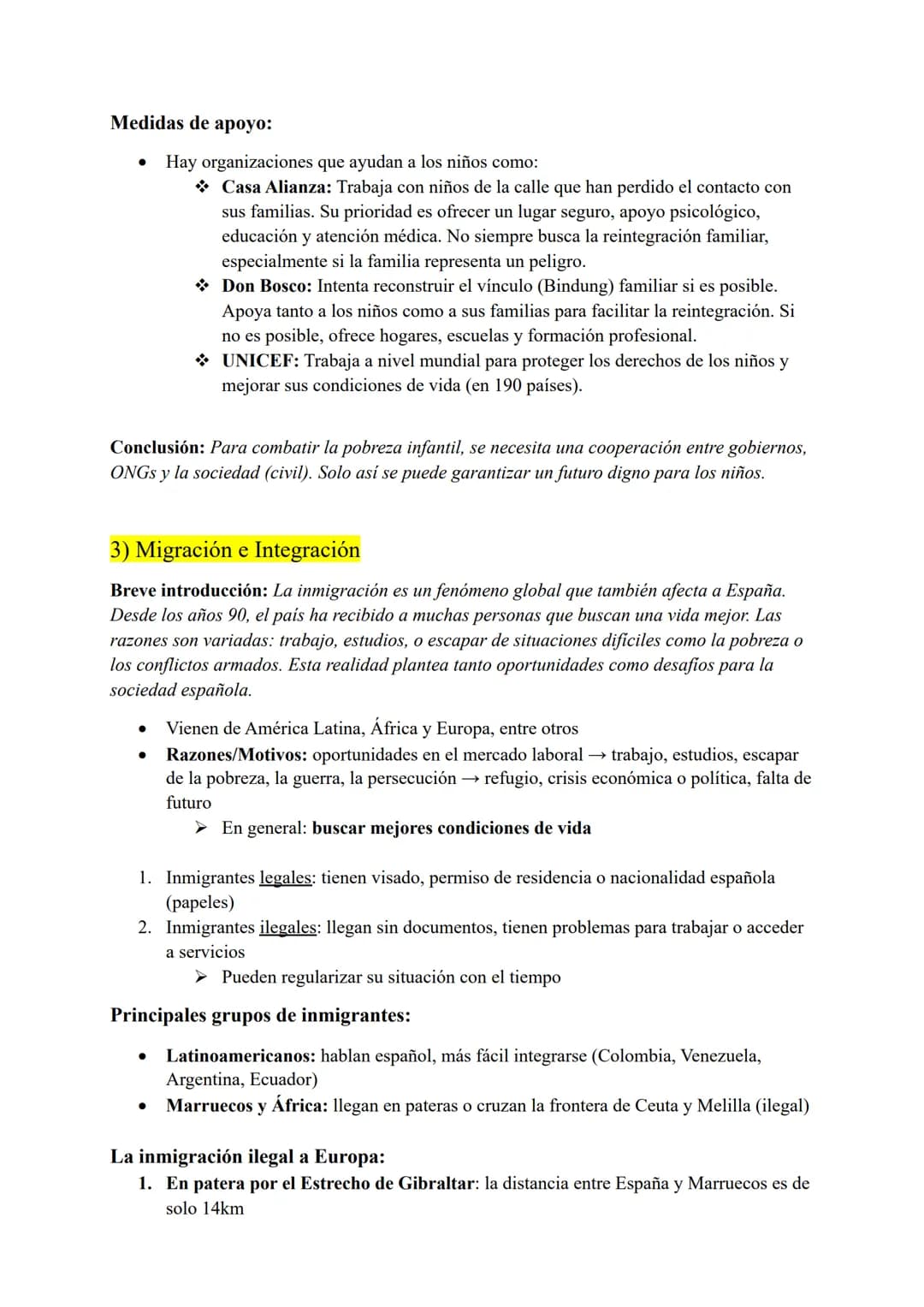 # Preparación para mi examen final de español
Temas:
1) Turismo
2) La pobreza infantil
3) Migración y Convivencia
4) Chile
4.1) Los in