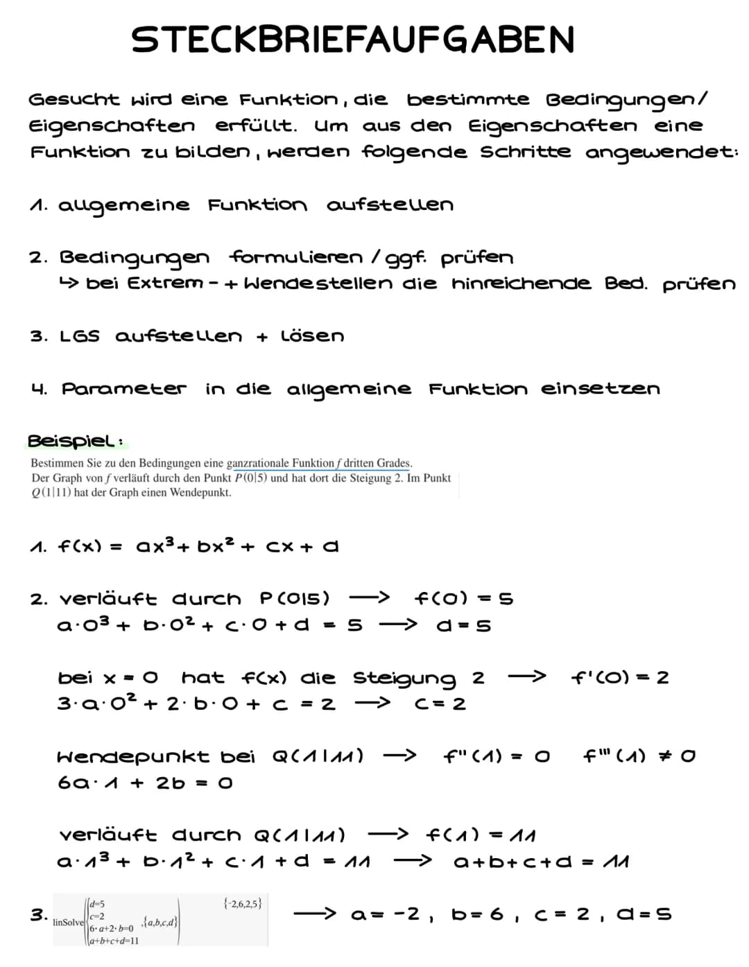# ABLEITUNGEN
f(x): Normalfunktion
f'(x): 1. Ableitung (Steigung)
f"(x): 2. Ableitung (Krümmungsverhalten)
f(x): 3. Ableitung
F(x): Stammfu