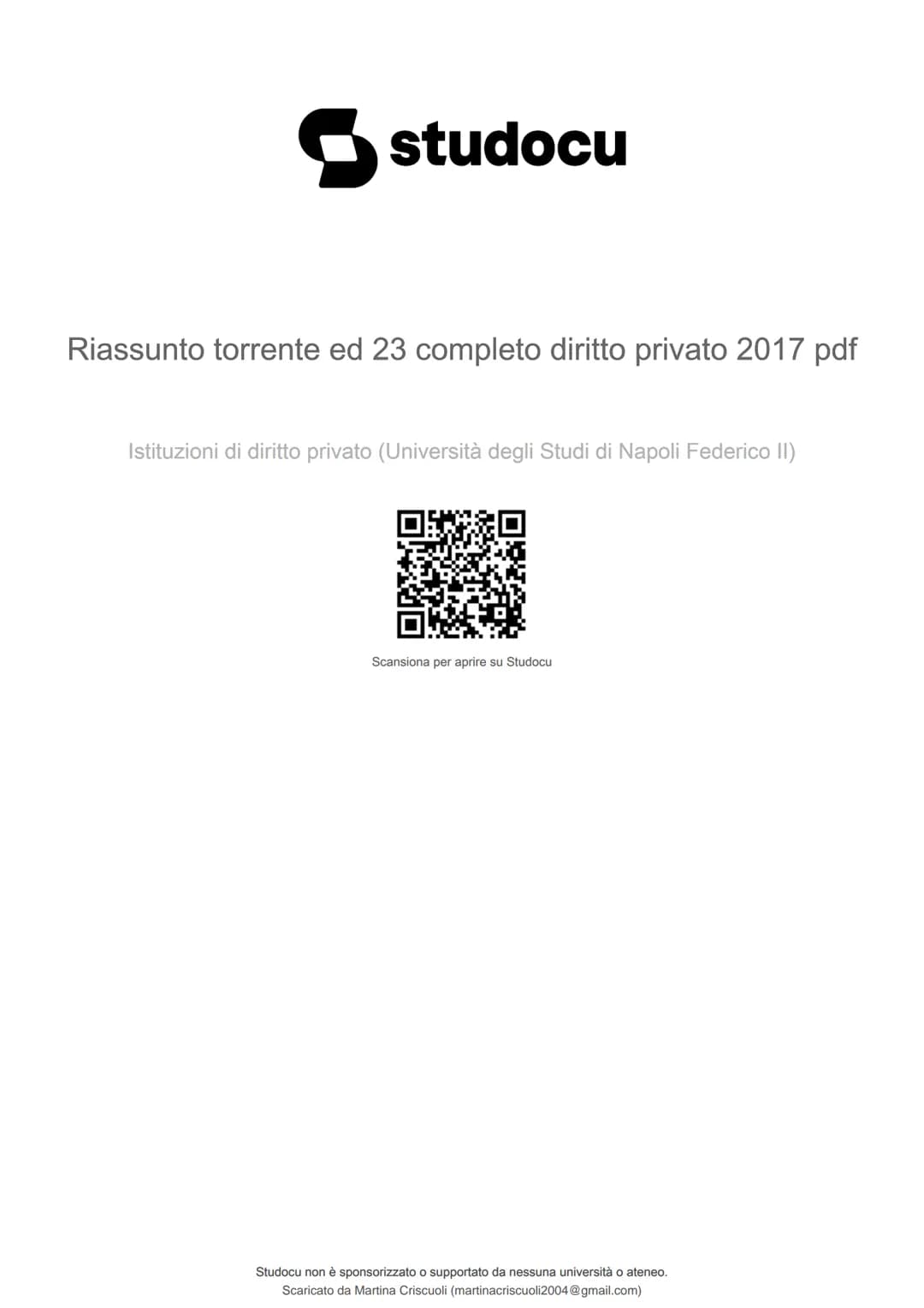 studocu
Riassunto torrente ed 23 completo diritto privato 2017 pdf
Istituzioni di diritto privato (Università degli Studi di Napoli Federico