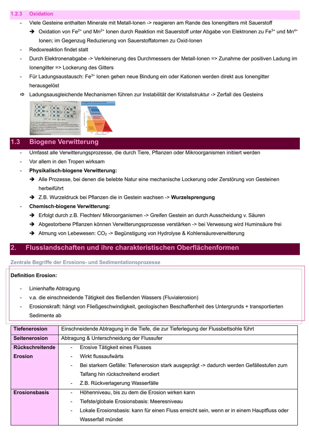 Inhaltsverzeichnis
GEOGRAFIE - ABITUR LERNZETTEL
Formen und Prozesse der Reliefsphäre
1. Verwitterung
1
1.1 Physikalische Verwitterung
1
1.2
