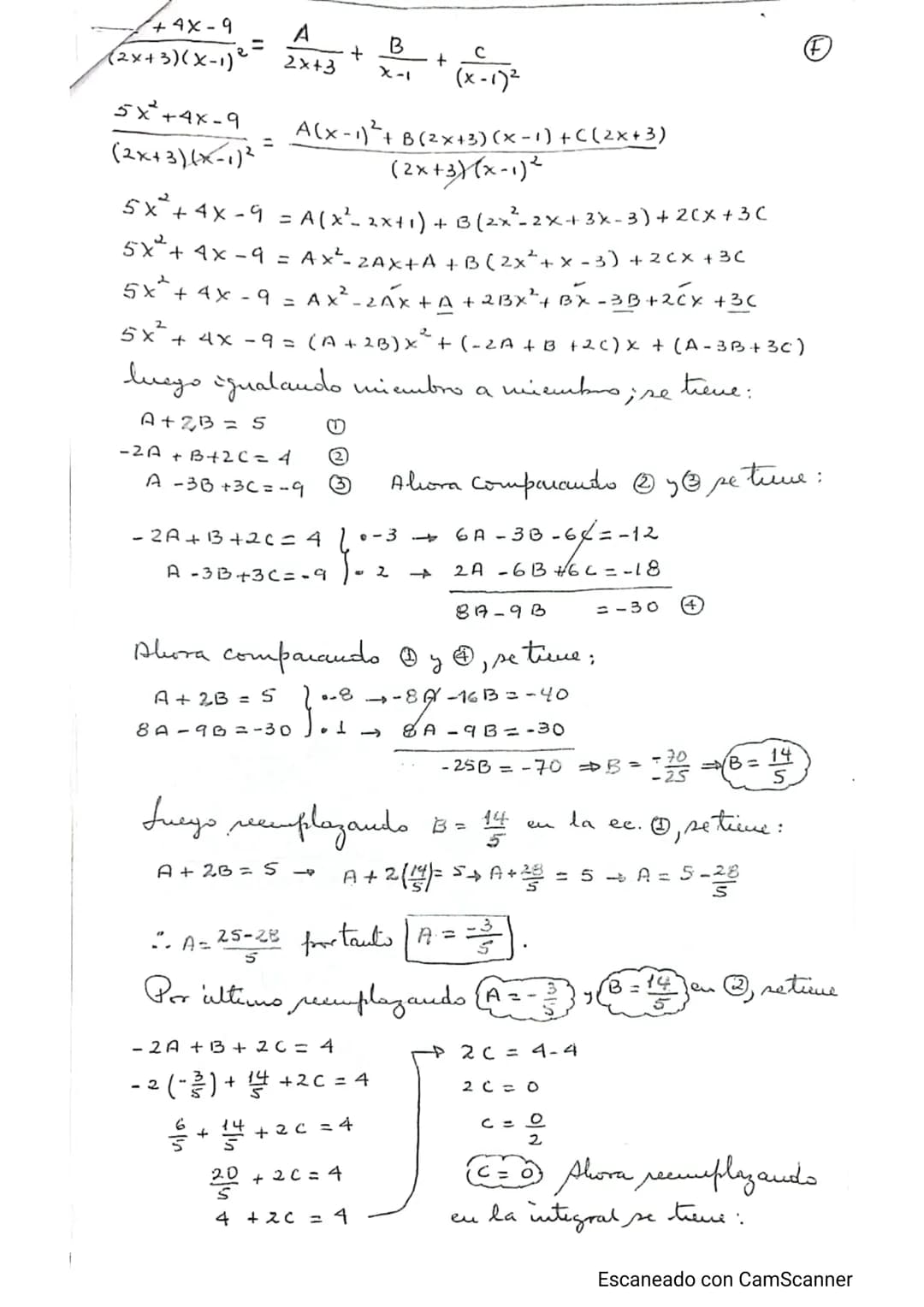 --- OCR Start ---
~
II. Guia de Cálculo Integral.
A
Tema: Integración por fracciones Parciales.
Caso I: Cuando el denominador sido tiene fa