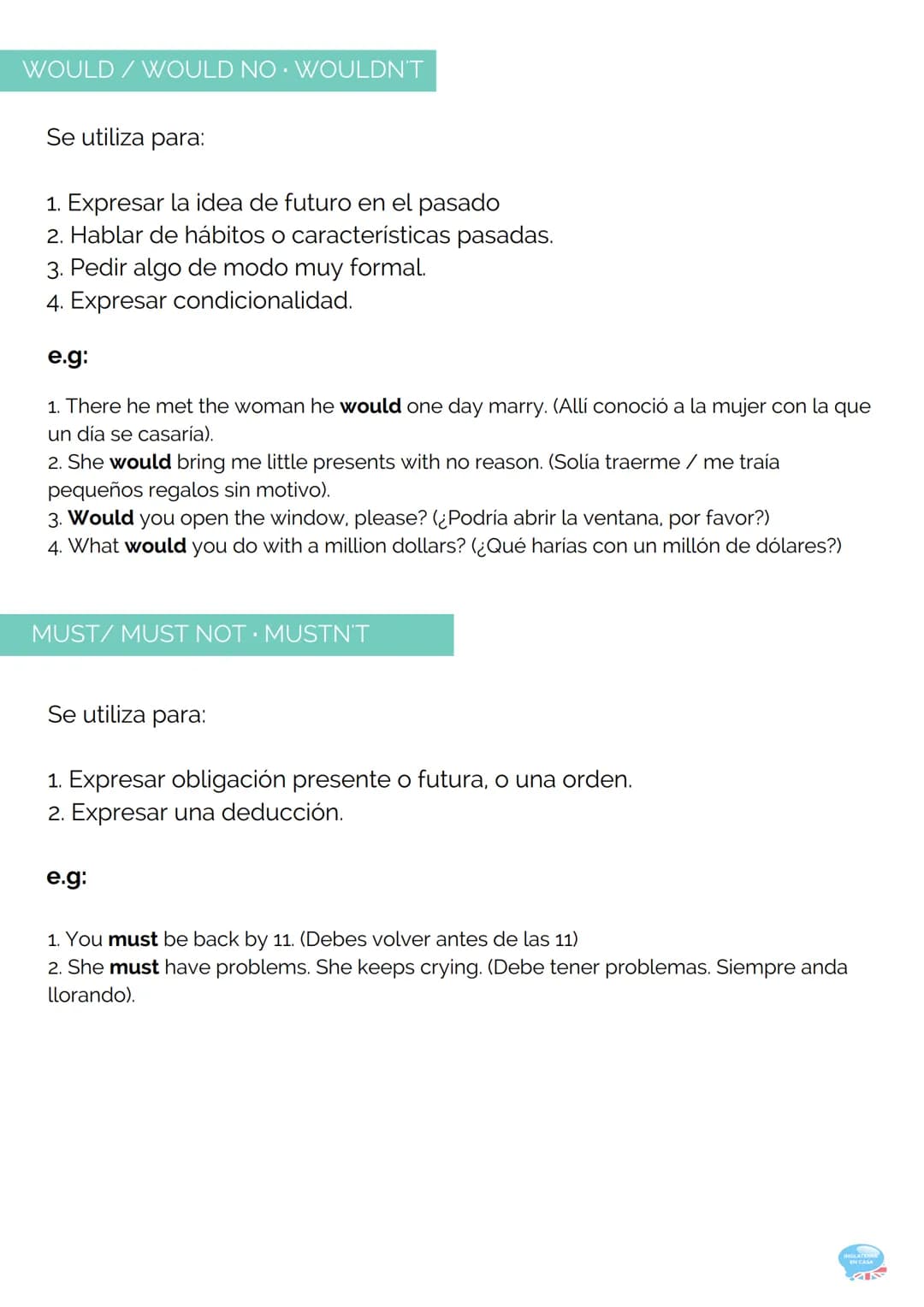 13.MODAL VERBS
(VERBOS MODALES)
GRAMÁTICA INGLESA PARTE 13
13.1. Características de los verbos modales
Los verbos modales no cambian su form
