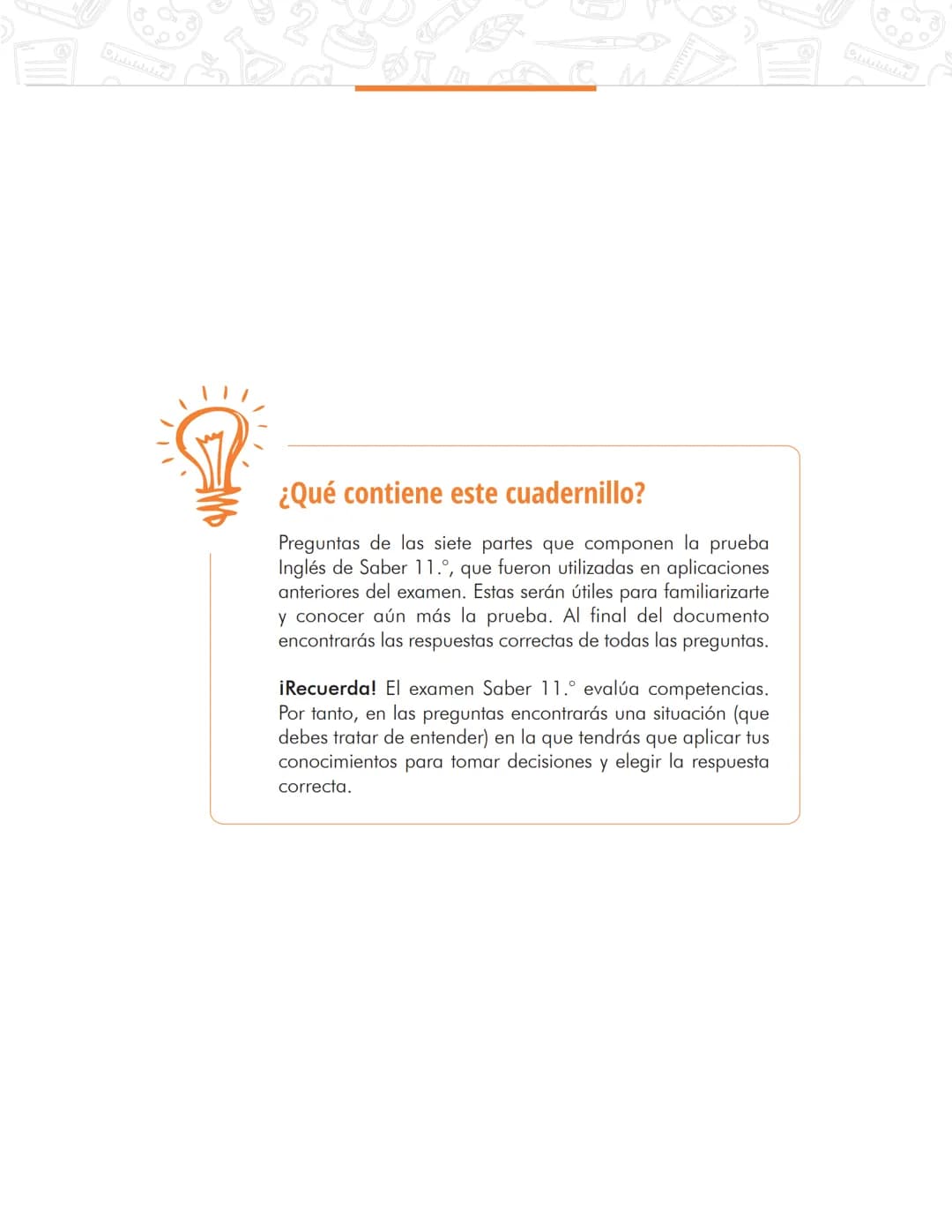 Pruebas Saber 11°
En
g
l
i
s
h
Prueba Inglés
Cuadernillo de preguntas
Saber 11.°
Icfes --- OCR Start ---
نسيسكا
نسيسكا
Presidente de la