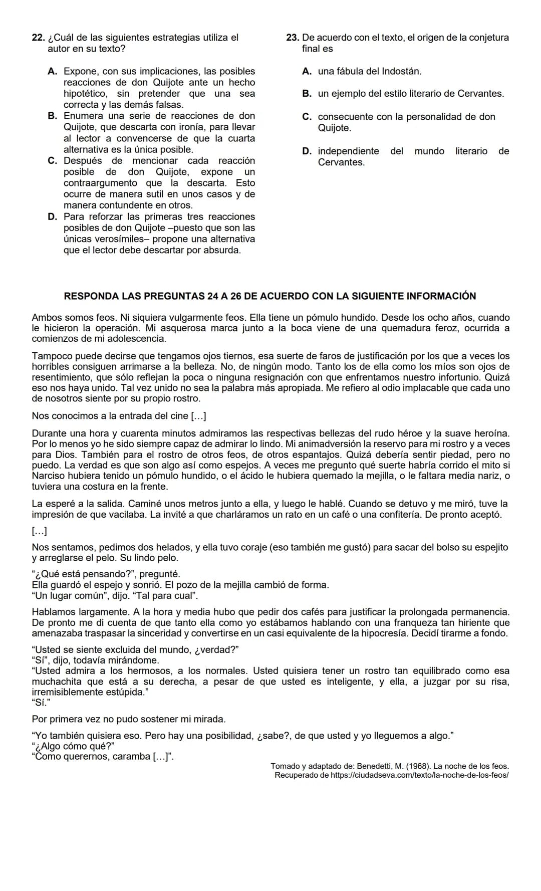 LECTURA CRÍTICA 2022-1
RESPONDA LAS PREGUNTAS 1 A 5 DE
ACUERDO CON LA SIGUIENTE INFORMACIÓN
MUERTOS DE HAMBRE
Me hacen falta muchas cosas pe