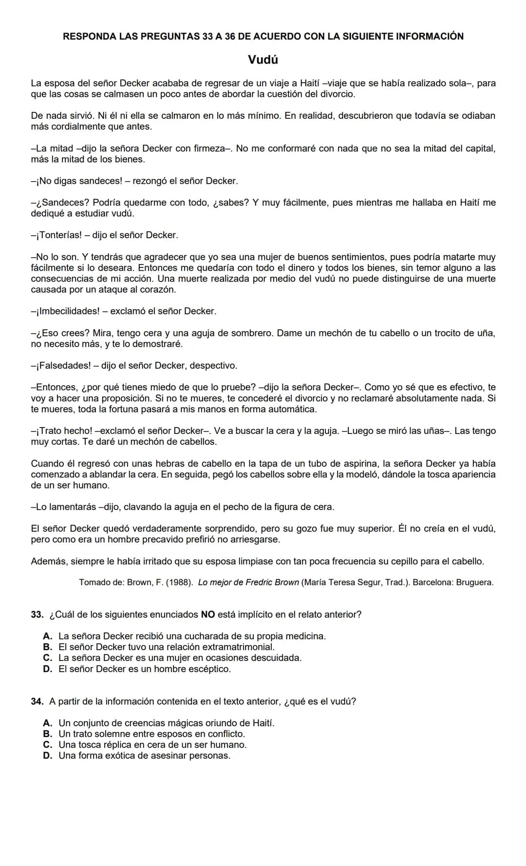 LECTURA CRÍTICA 2022-1
RESPONDA LAS PREGUNTAS 1 A 5 DE
ACUERDO CON LA SIGUIENTE INFORMACIÓN
MUERTOS DE HAMBRE
Me hacen falta muchas cosas pe