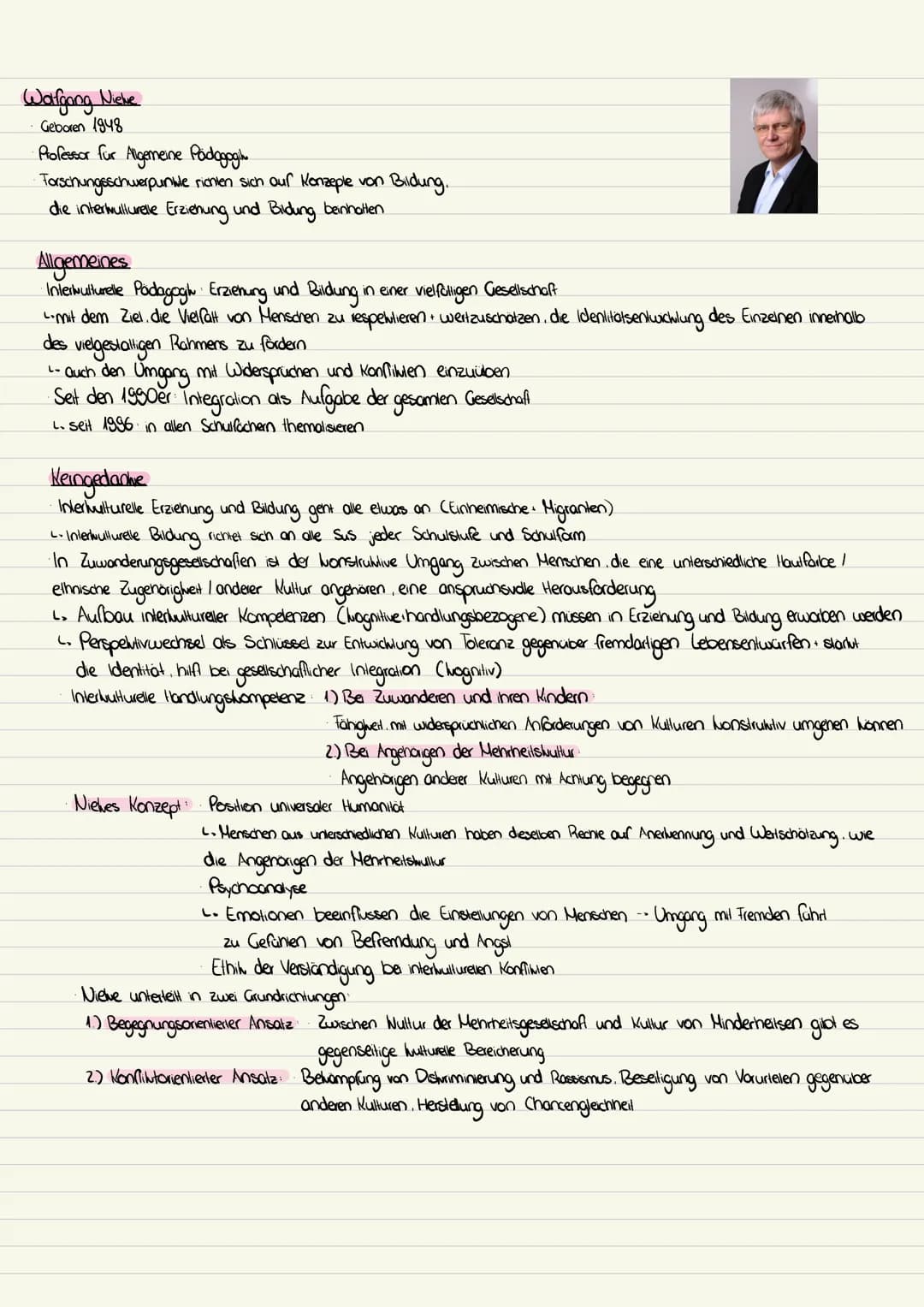--- OCR Start ---
Wolfgang Nieke
Geboren 1948
Professor fur Algemeine Pädagogh
Forschungsschwerpunile rionien sich our Konzeple von Bildung.