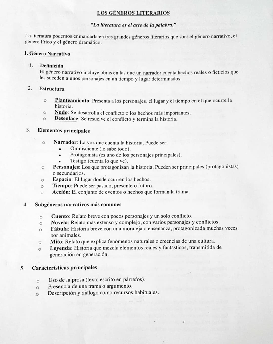 --- OCR Start ---
LOS GÉNEROS LITERARIOS
"La literatura es el arte de la palabra."
La literatura podemos enmarcarla en tres grandes géneros