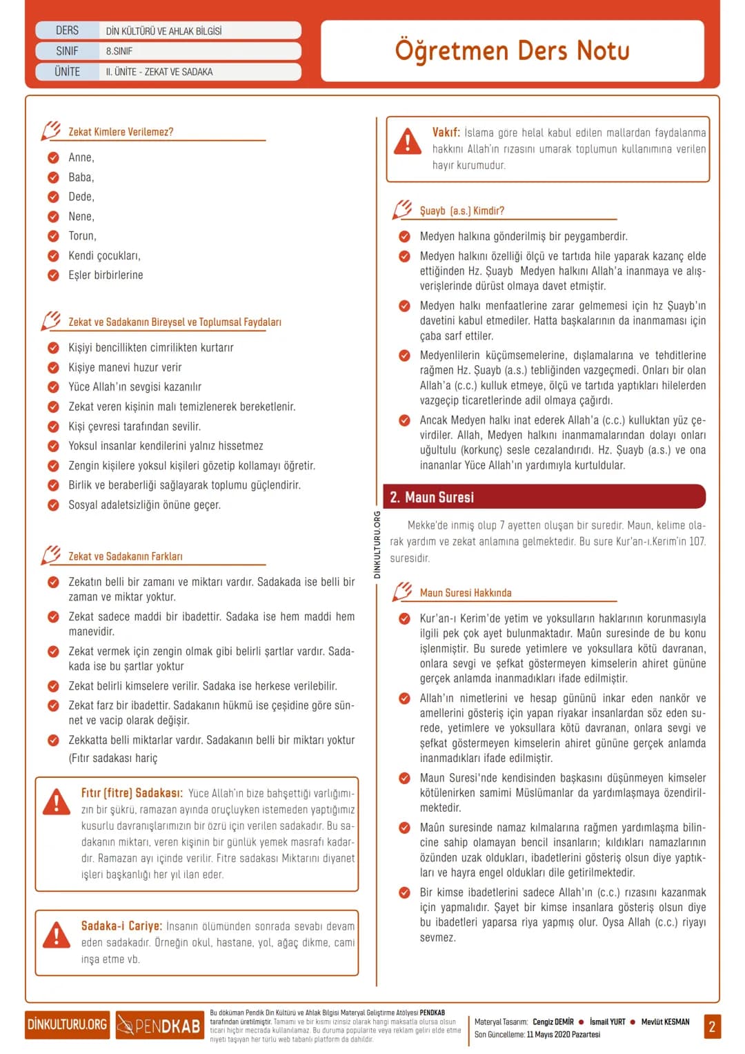DERS
DİN KÜLTÜRÜ VE AHLAK BİLGİSİ
SINIF
8.SINIF
ÜNİTE
II. ÜNİTE ZEKAT VE SADAKA
Öğretmen Ders Notu
1. İSLAM'IN PAYLAŞMAYA VE YARDIMLAŞMAYA V