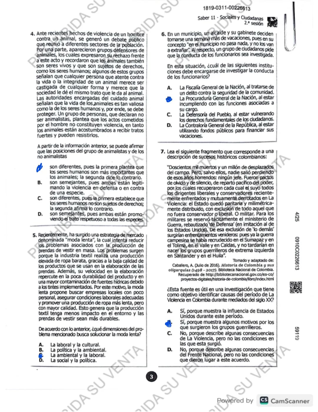 !
DISCLAIMER:
USO RESPONSABLE DE LAS PRUEBAS DEL ICFES
No utilices las pruebas anteriores para memorizar
preguntas. EI ICFES repite solo un