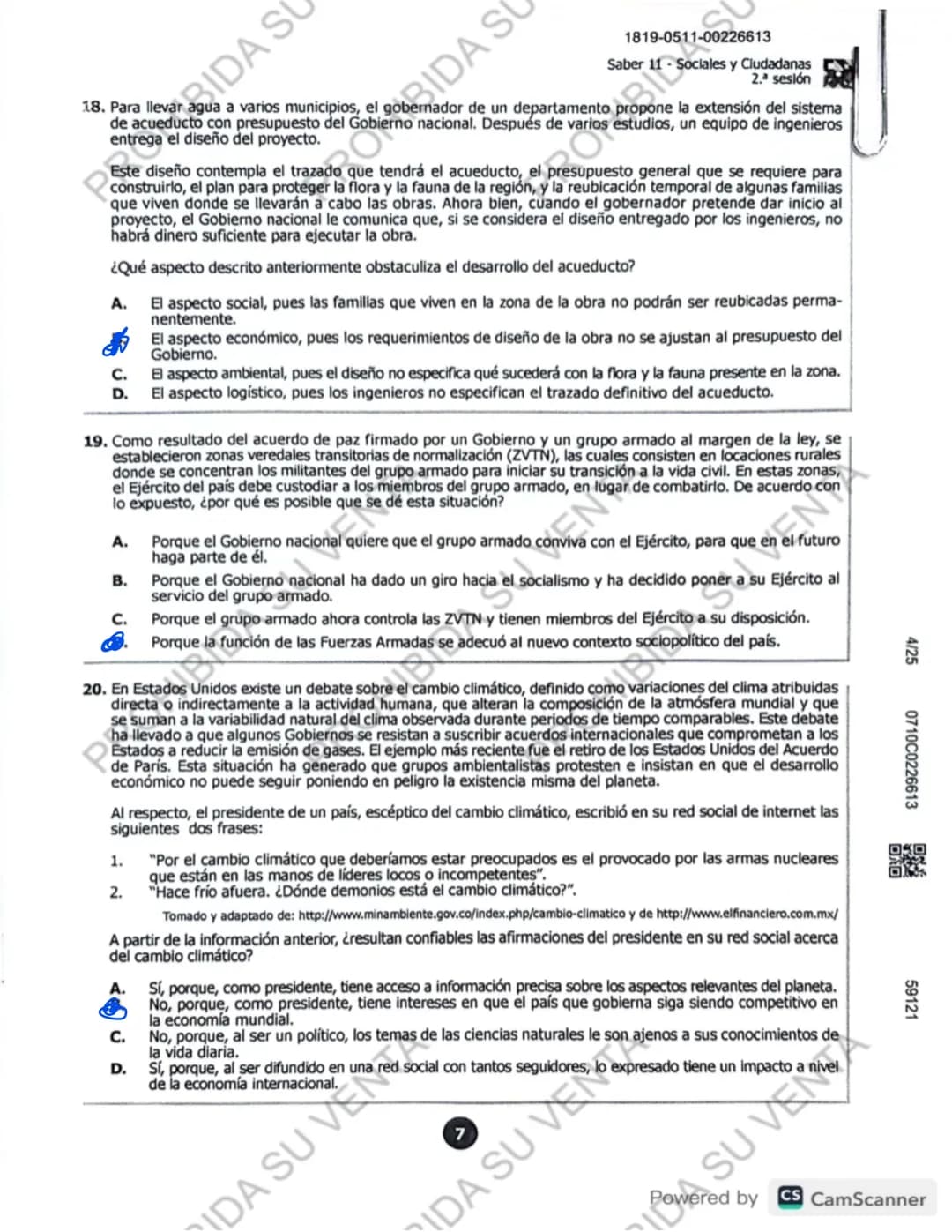 !
DISCLAIMER:
USO RESPONSABLE DE LAS PRUEBAS DEL ICFES
No utilices las pruebas anteriores para memorizar
preguntas. EI ICFES repite solo un