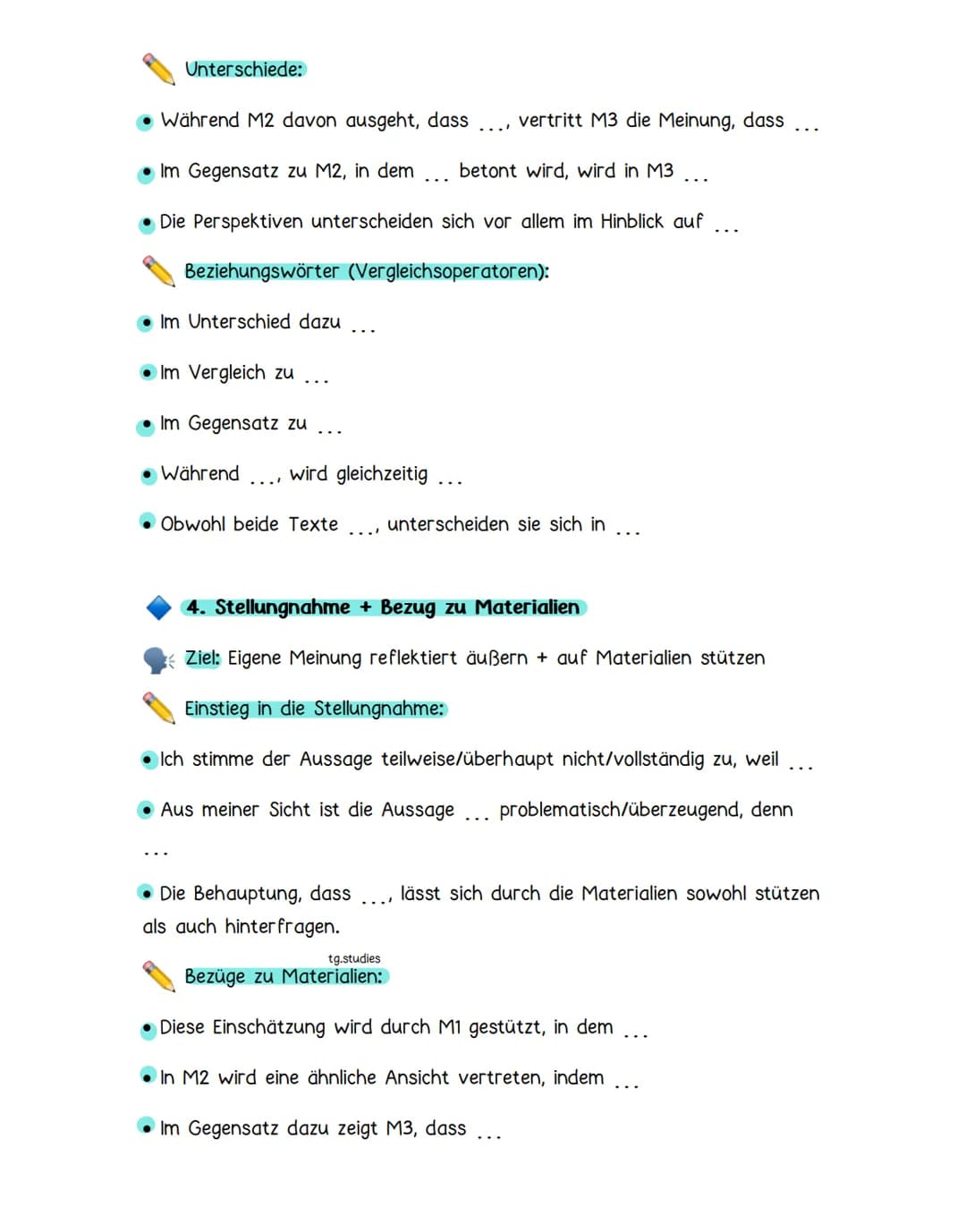 ZP 10 - Aufgabe 4b: Vergleichen
und Untersuchen - Universelle
Formulierungshilfen
tg.studies
Grundaufbau und typische Teilaufgaben bei 4b -