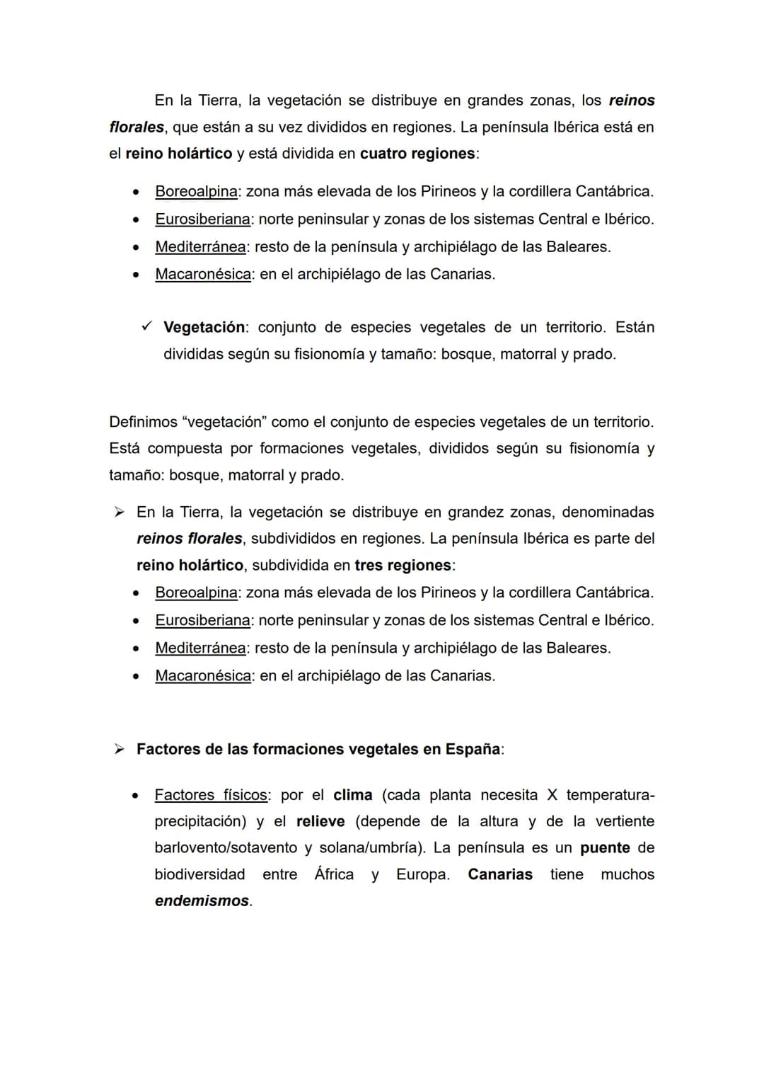 Tema 4 - La vegetación y los suelos
• Temas (1, 2) y epígrafes (a, b, c) que nos pueden preguntar:
1) Formaciones vegetales de España: veget