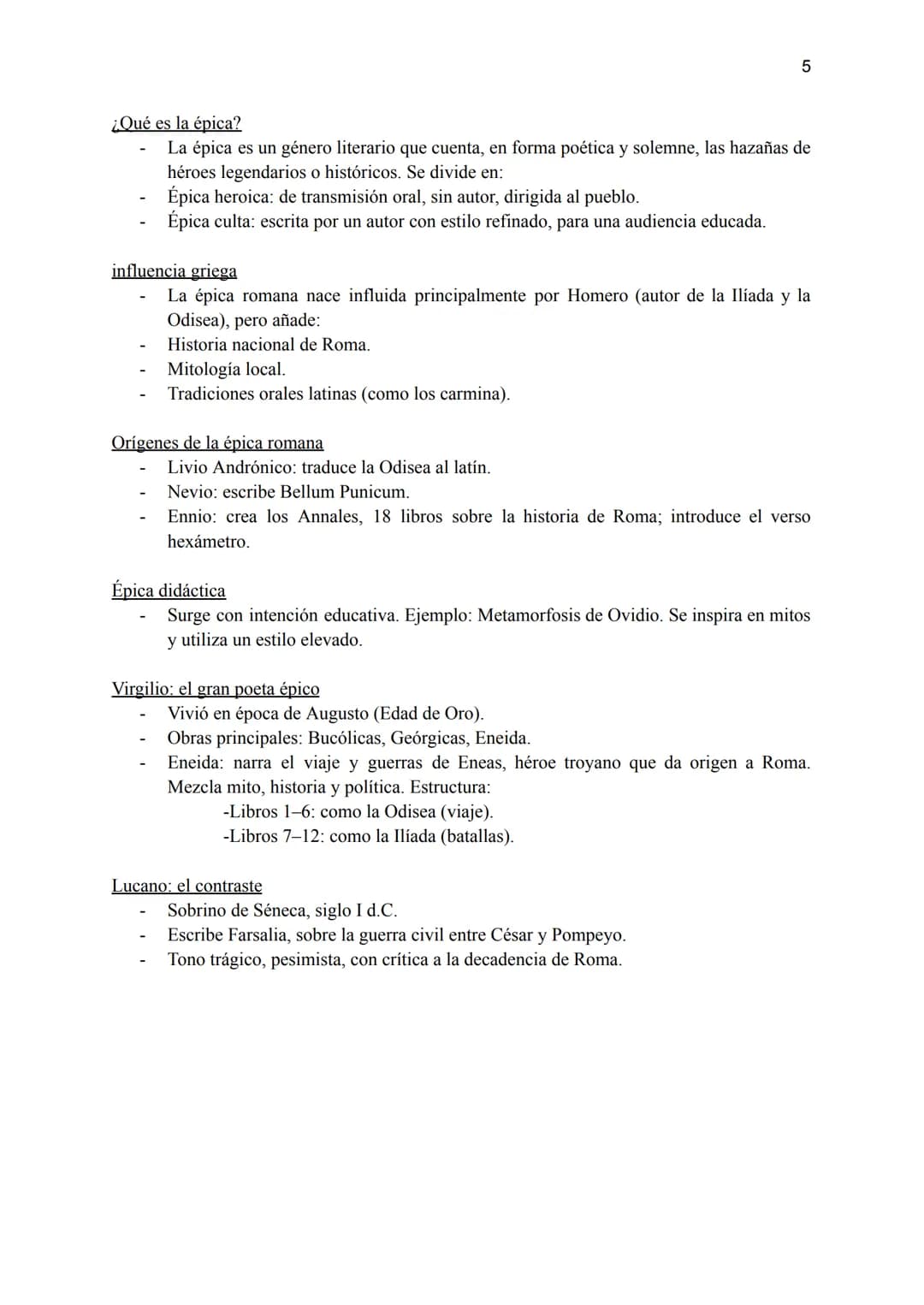 RESUMEN
LITERATURA
LATIN
2º BACH TEMA 1.
LA ÉPICA
ROMANA La épica es un género literario de carácter narrativo y poético que relata hazañas
