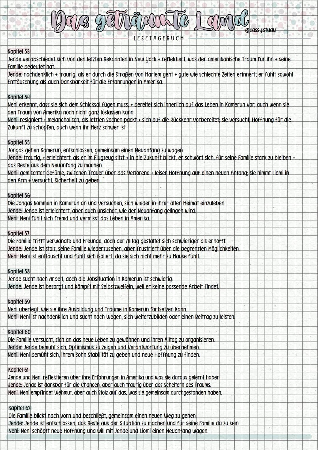 # Das geträumte Land
LESETAGEBUCH
@cassysstudy
**Kapitel 1**
Jende hat ein Vorstellungsgespräch als Chauffeur bei Clark Edwards und ist ne