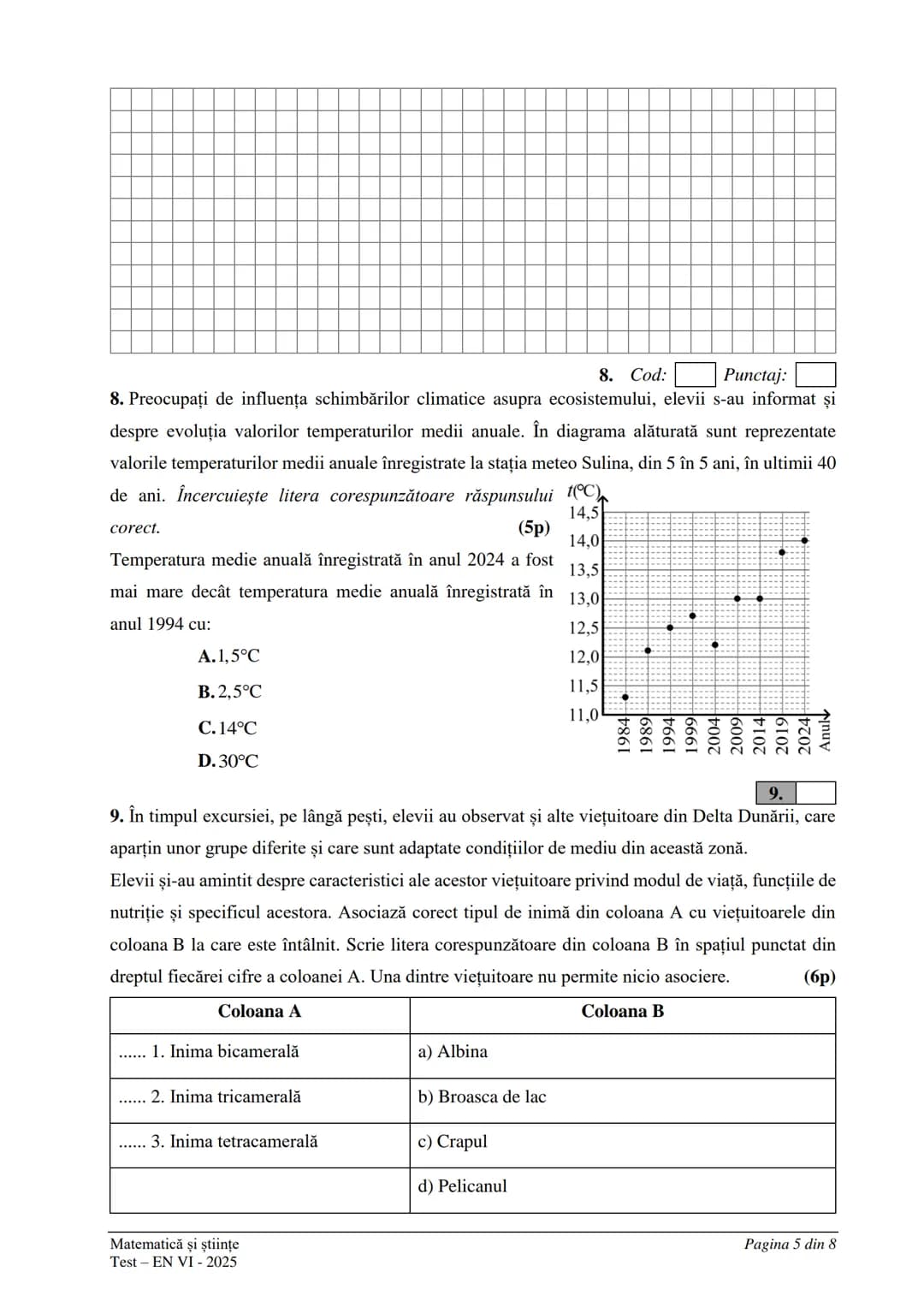 ## UVERNUL
ROM
IME MINISTERUL EDUCAŢIEI SI CERCETARII
CENTRUL NAŢIONAL PENTRU
CURRICULUM ȘI EVALUARE
EVALUAREA NAȚIONALĂ
LA FINALUL CLASEI