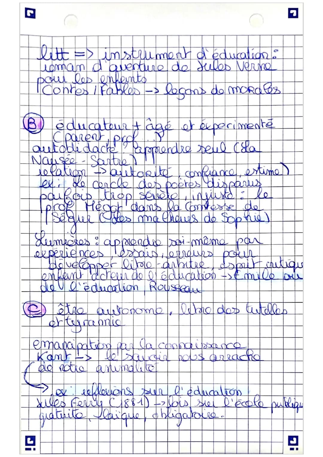 HCP
④ Education Transmission, Emancipatio
quoi? <A> comment? B pourquoi?
A individu acquière connaissances +
compétences => qualités physi