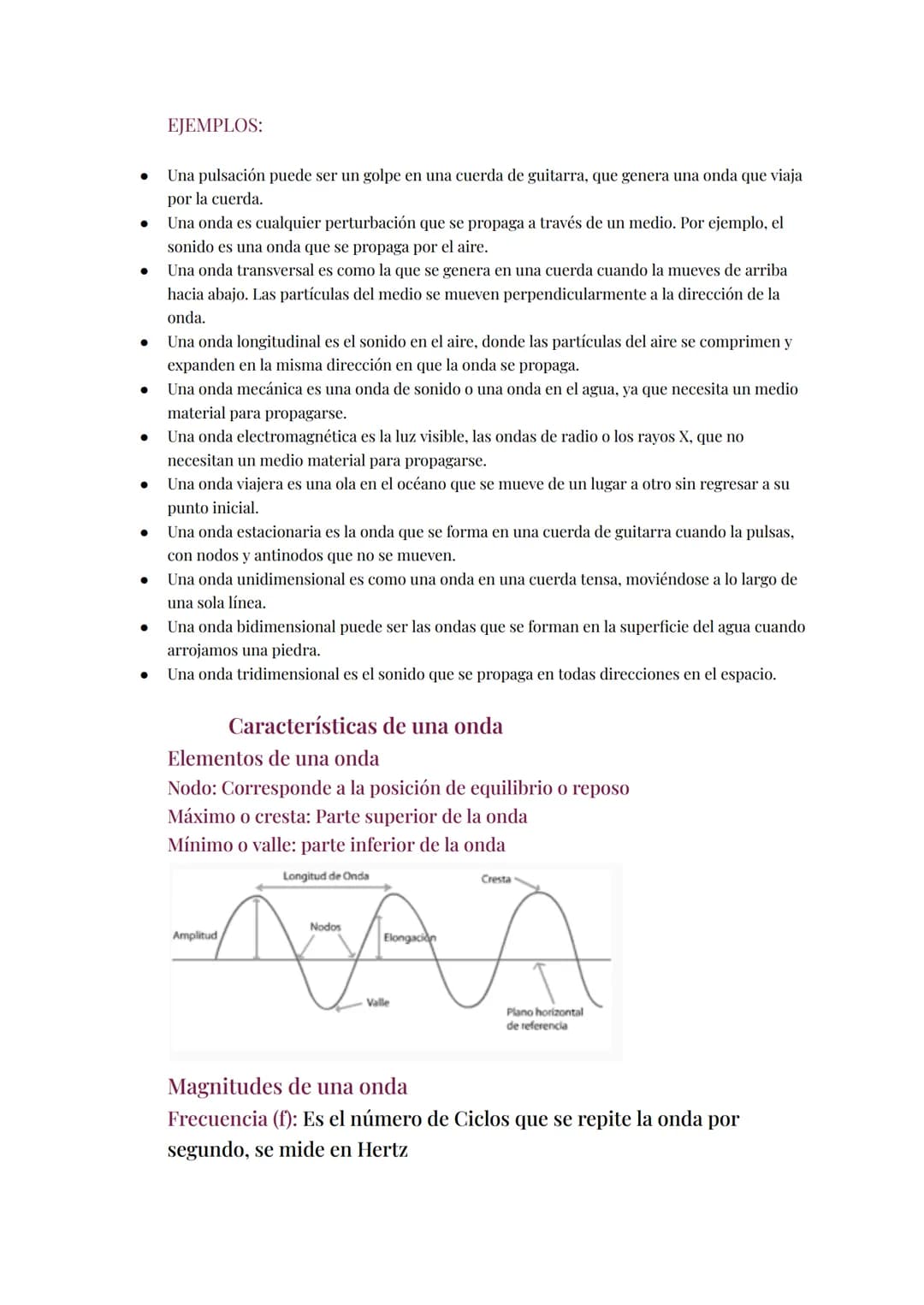 # Física
## Ondas
Una onda es una perturbación de alguna propiedad de un medio que se propaga a través del espacio transportando energía