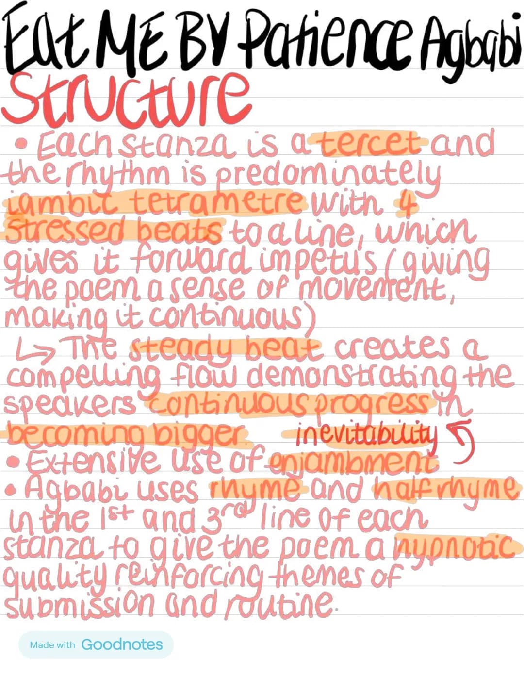 # POEMS
OF
# THE DECADE
---
English
---
Literature
---
BY
Malaika
Nwachuka Eat ME BY Patience Agbabi
Structure
• Each stanza is a tercet a