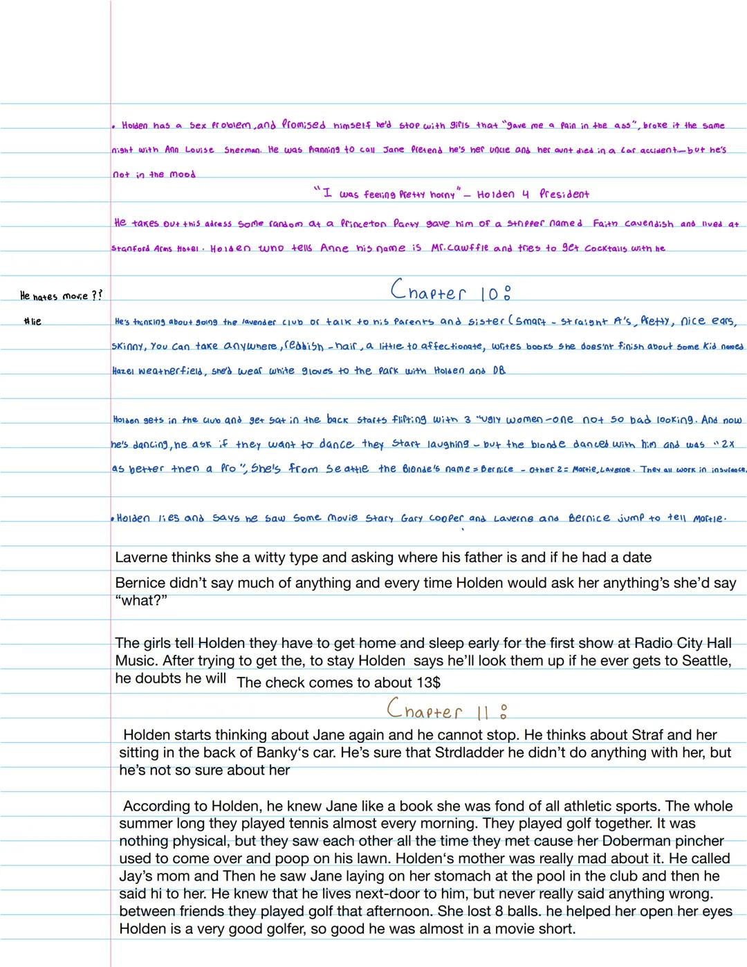 !! 2 weeks
Chapter 1
The nararator claims to have a "lousy chilenoad" where his farents were always busy before they had him.
Holden = Narra