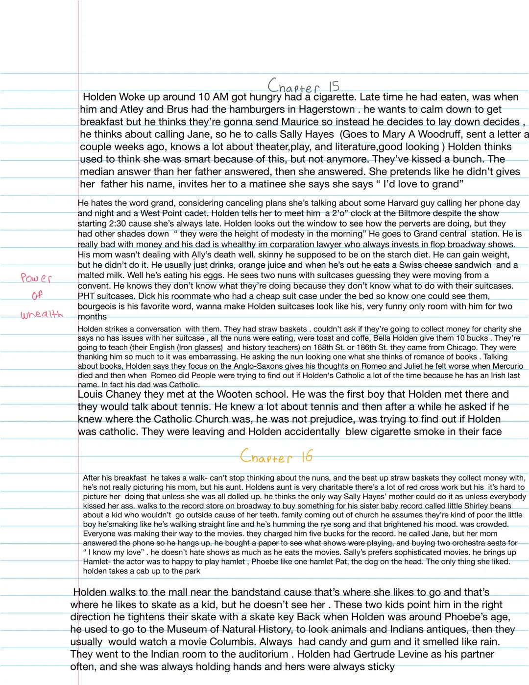 !! 2 weeks
Chapter 1
The nararator claims to have a "lousy chilenoad" where his farents were always busy before they had him.
Holden = Narra