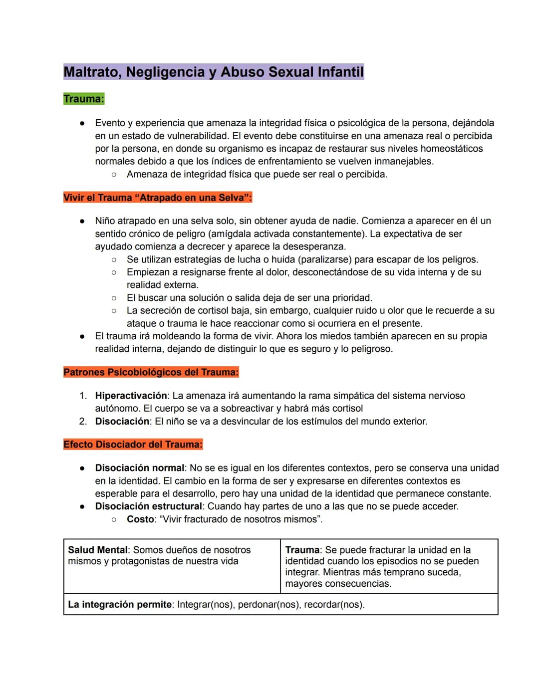 Trastornos de Ansiedad
Conceptos Relevantes:
• Miedo: Estado provocado por un objeto/situación específica que está presente y es capaz de
ca