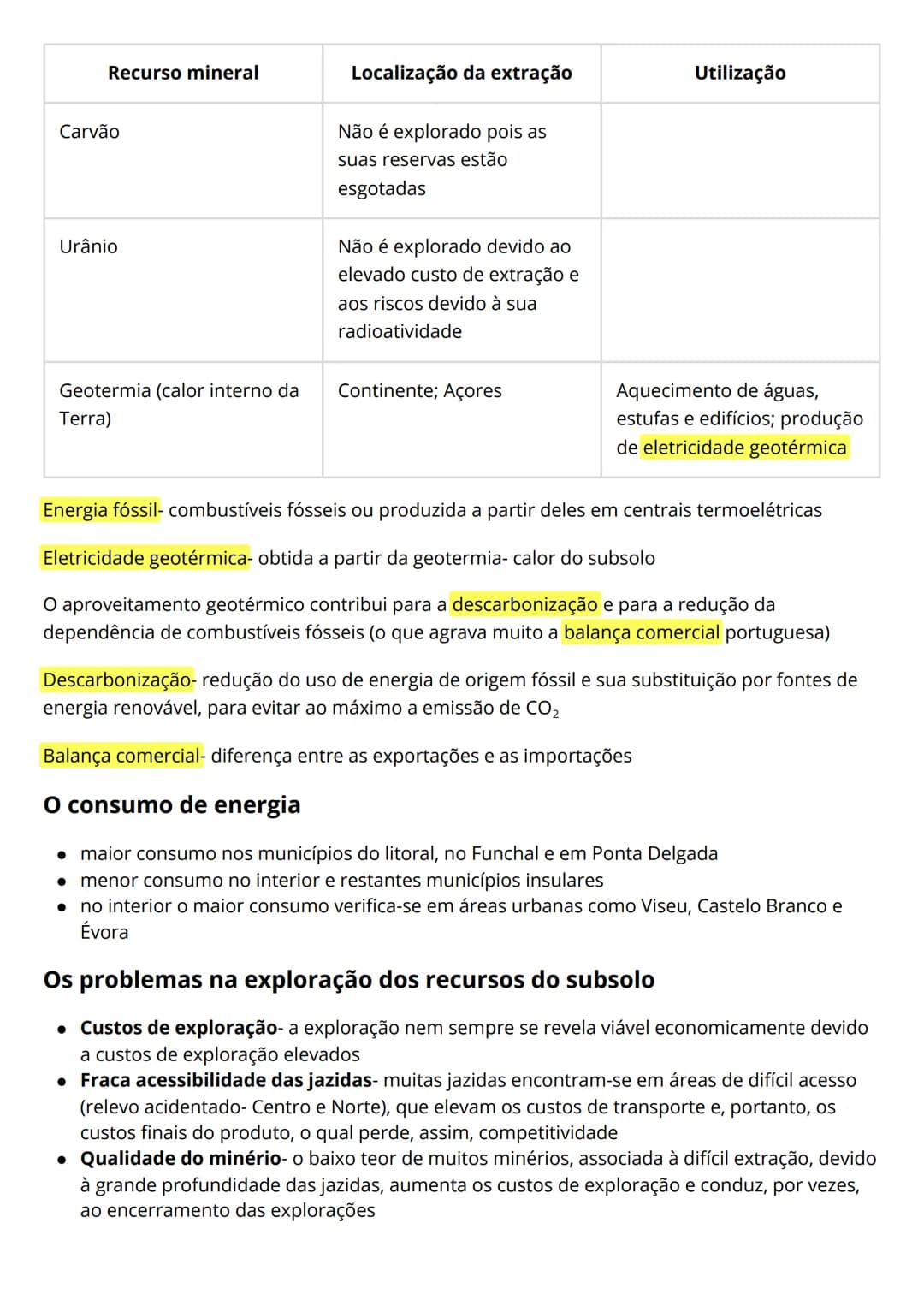 TEMA 2
1-
Os recursos existentes no subsolo são explorados através da indústria extrativa e constituem,
regra geral, matérias-primas para a