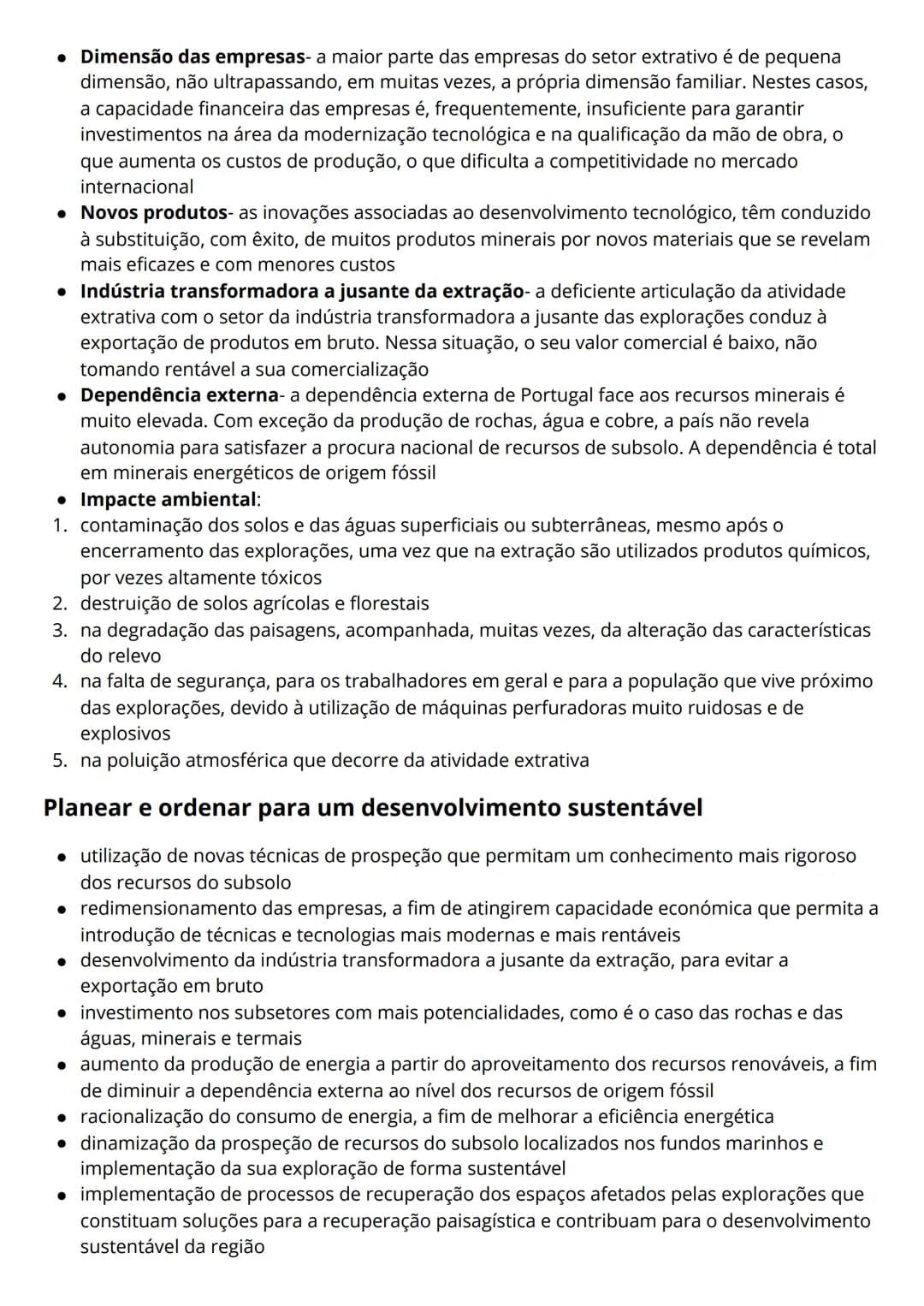 TEMA 2
1-
Os recursos existentes no subsolo são explorados através da indústria extrativa e constituem,
regra geral, matérias-primas para a