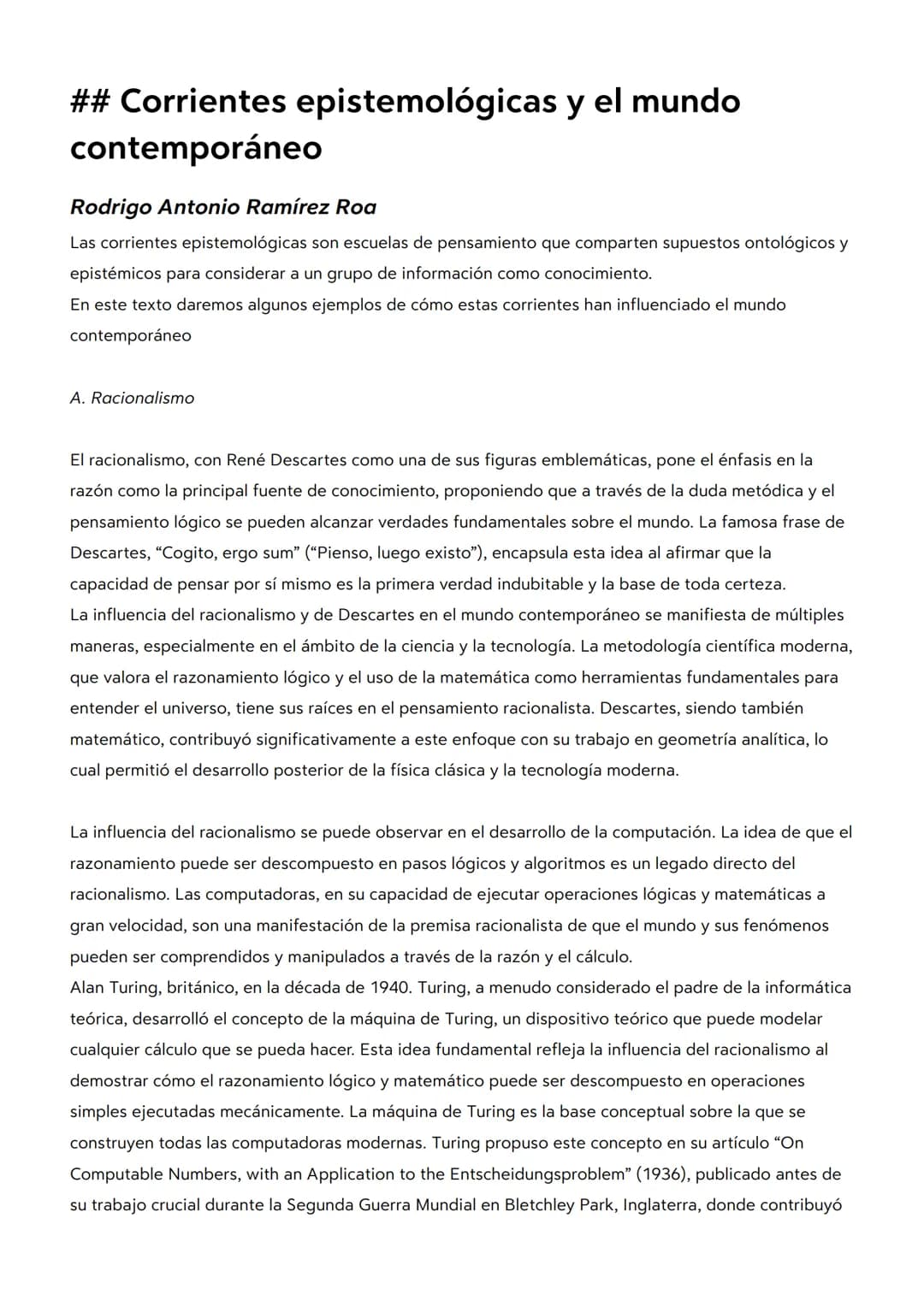 ## Corrientes epistemológicas y el mundo
contemporáneo
Rodrigo Antonio Ramírez Roa
Las corrientes epistemológicas son escuelas de pensamient