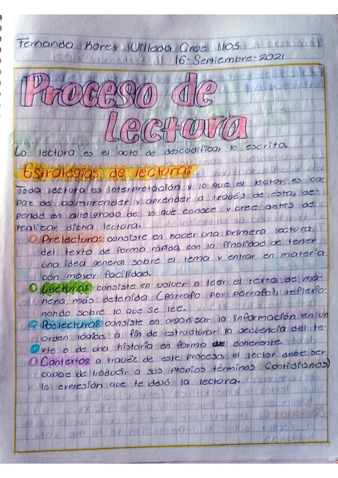 Fernanda Korey Villeda Croa Most
1802 Asal 16-Septiembre-2021
Proceso de
Lectova
Lo lectura es el acto de descodificar lo escrito.
Estrategi