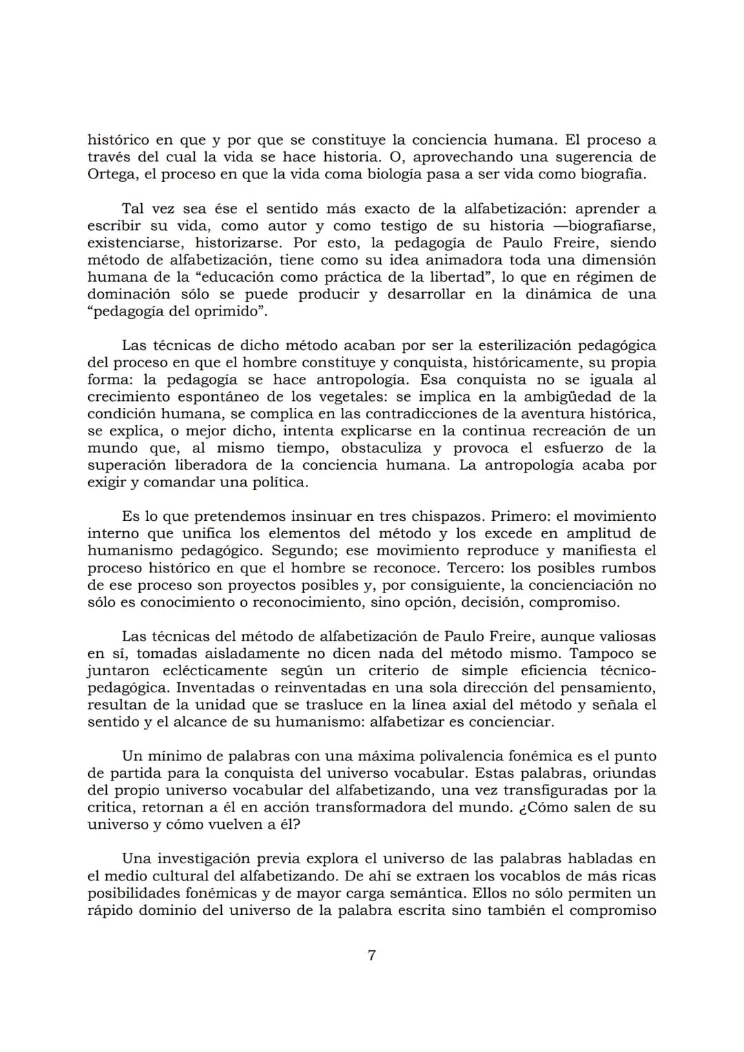# PEDAGOGÍA DEL OPRIMIDO
Paulo Freire
1 INDICE
APRENDER A DECIR SU PALABRA. EL MÉTODO DE ALFABETIZACIÓN DEL
PROFESOR PAULO FREIRE, por ER