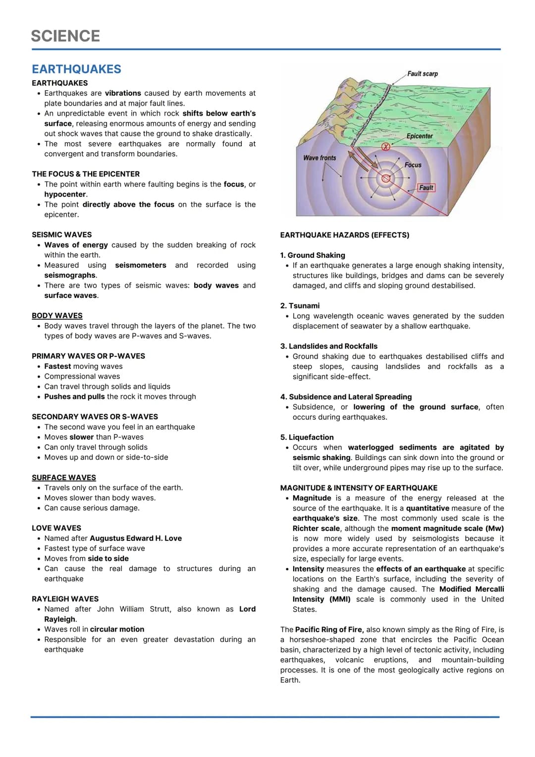 SCIENCE
EARTH SCIENCE
College Admission Test Reviewer
FOCUSED TOPICS
Earth's Major Spheres
Earthquake
Volcanoes
Plate Boundaries
Geological