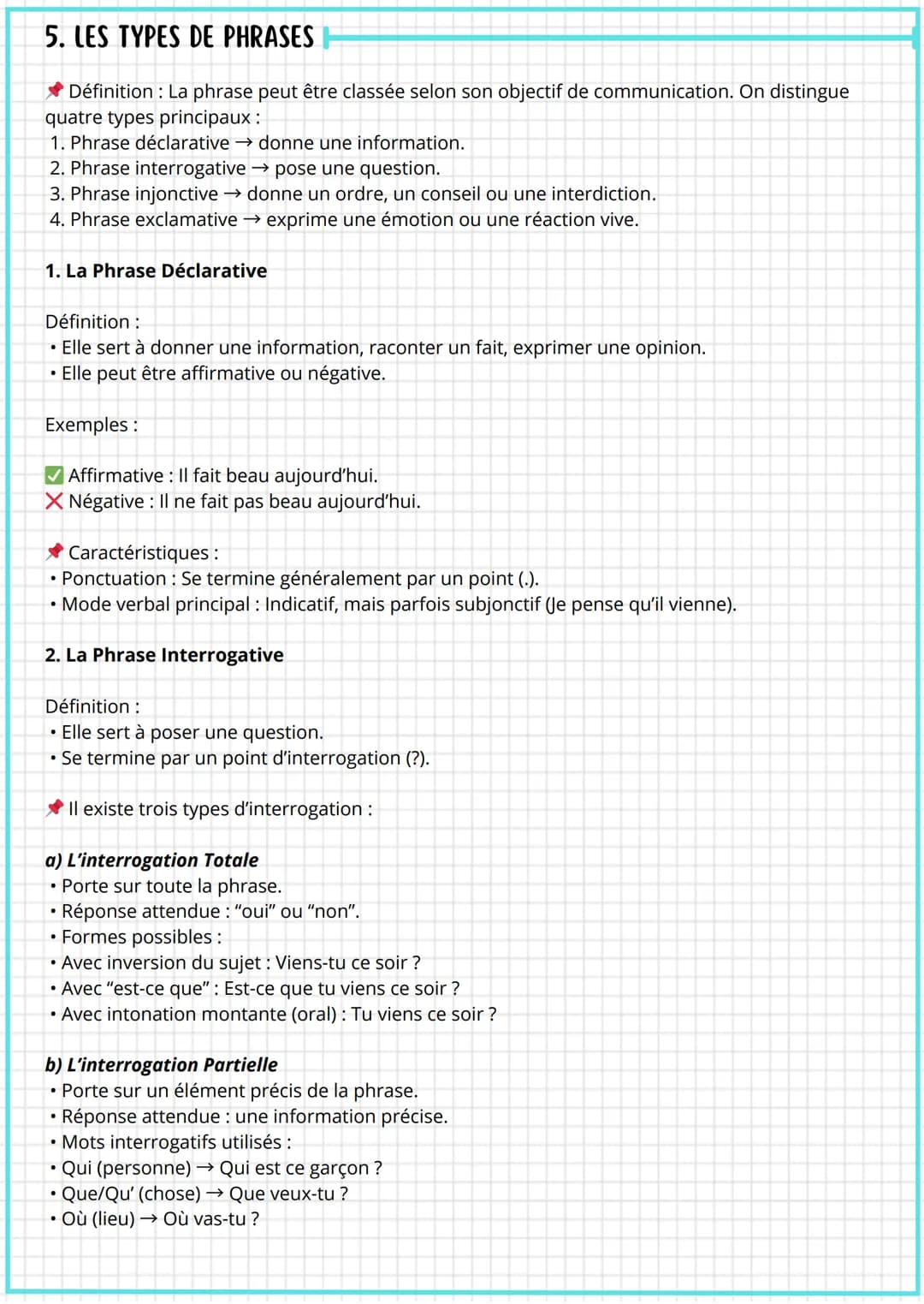 --- OCR Start ---
Grammaire
1. LES PROPOSITIONS
La Proposition Principale
• Définition: C'est une proposition indépendante qui peut exister