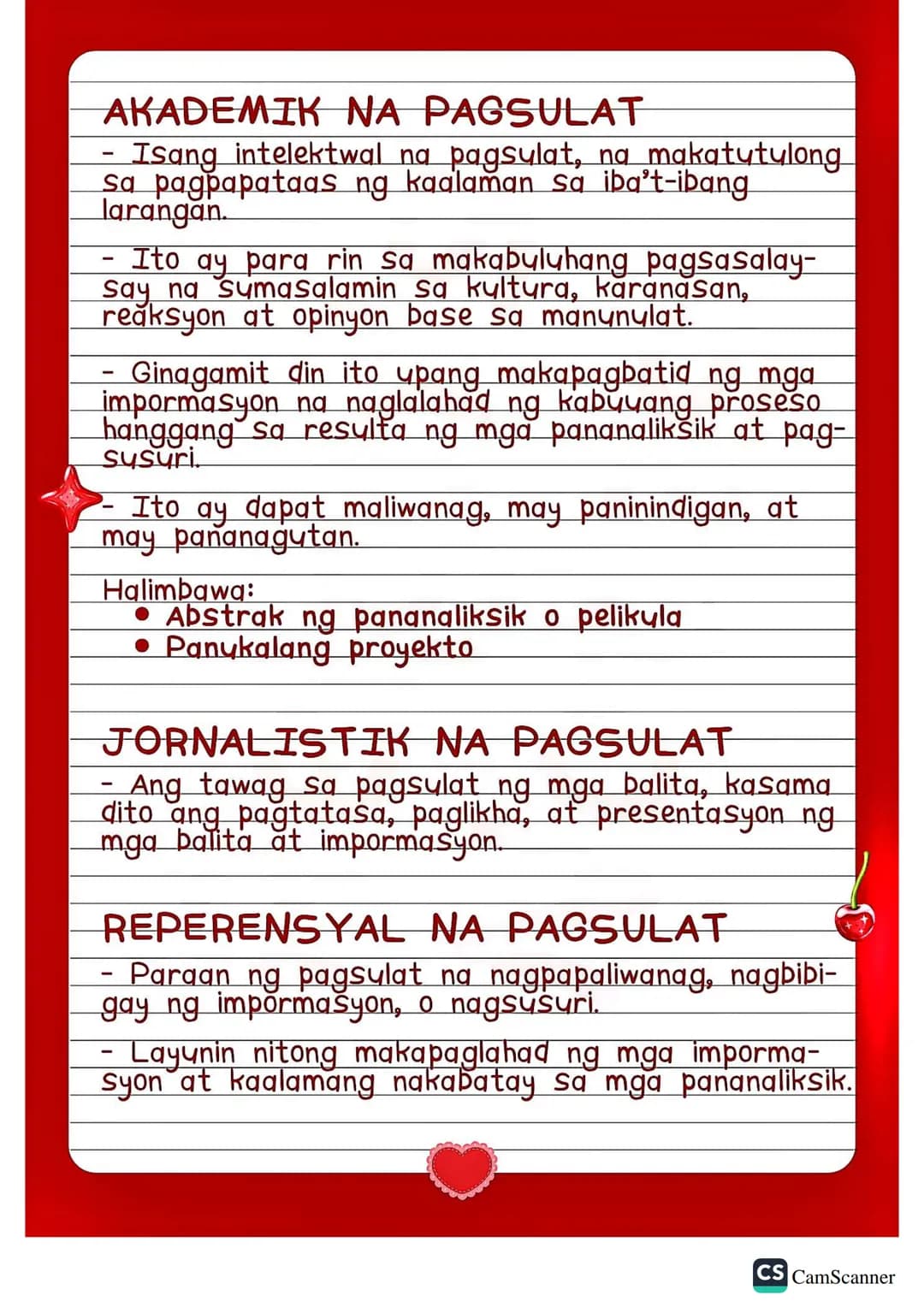 Reigh's
notes
Creative Writing
SMTWTF S
LESSON 1
MALIKHAING PAGSULAT
- Masining na paglalahad ng naiisip o nadarama
at karaniwang binibigyan