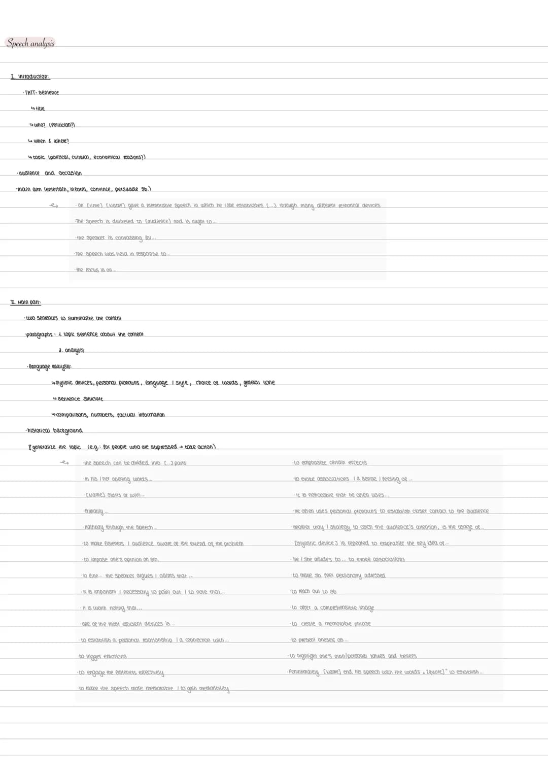 Analysis - in general
Textarten
Abitur 2025
1. inroduction
I. main pars I body
conclusion
I introduction
TATT-semence (ie, auinos, time, top