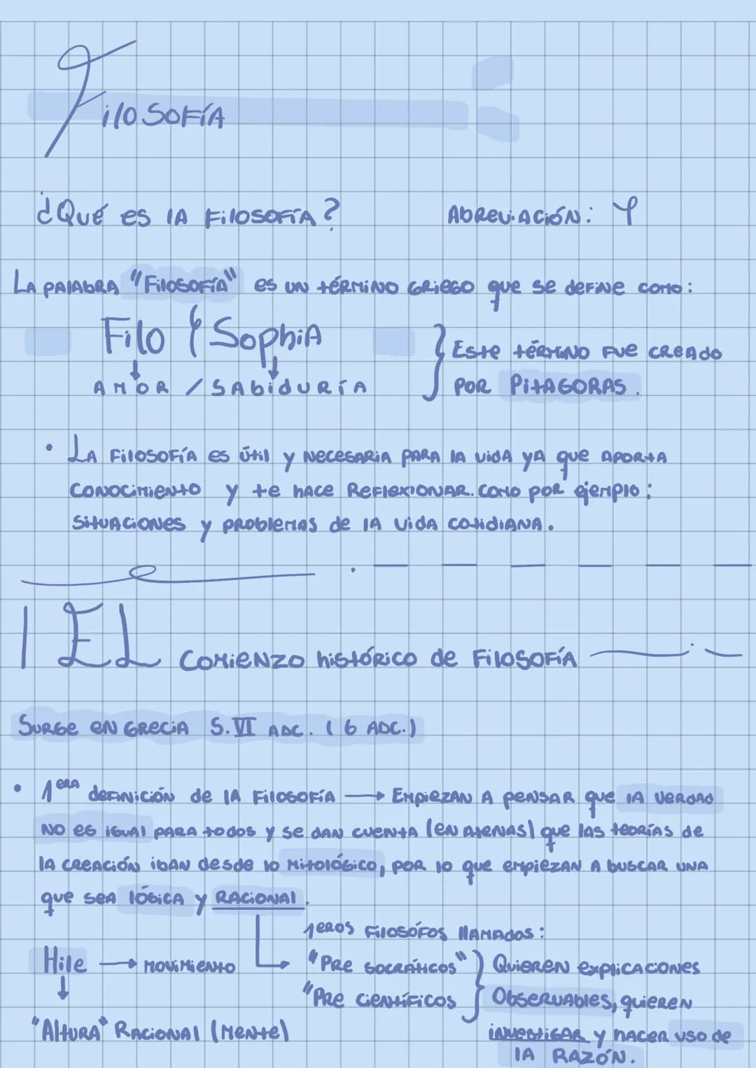# Filosofía
¿Qué es la Filosofía?
ABREVIACIÓN: Φ
La palabra "Filosofía" es un término griego que se define como:
Filo { Sophia
↓ ↓
Amo