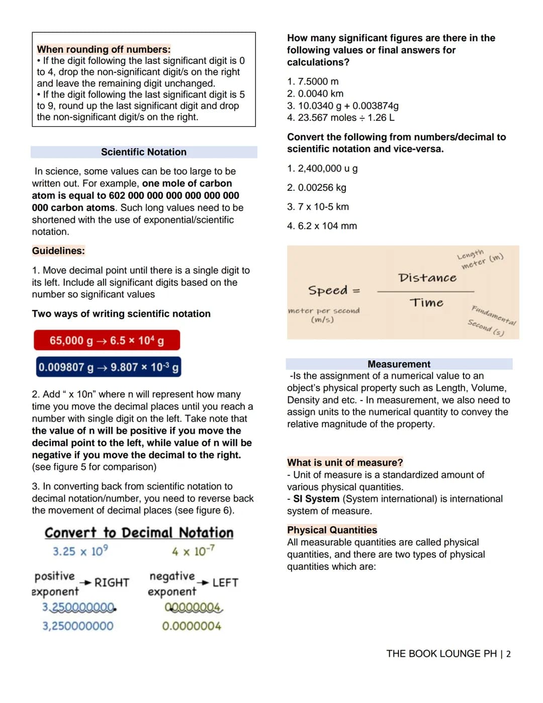 # GRADE 12 STEM NOTES AND LECTURES
# General Physics 1
— THE BOOK LOUNGE PH —
# PHYSICS: COURSE MATERIAL 1
## MEASURING UNITS
### Signifi