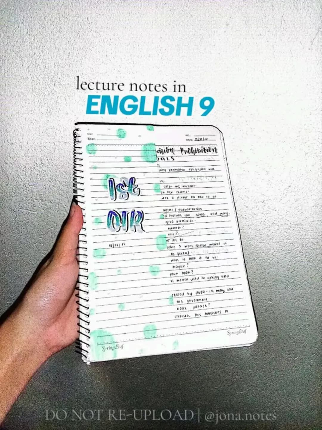 lecture notes in
ENGLISH 9
NR
Spring Leaf
ation Prohibition
BALS
sisting permission obligation and
often the inclusion
of pre exams
are a pr