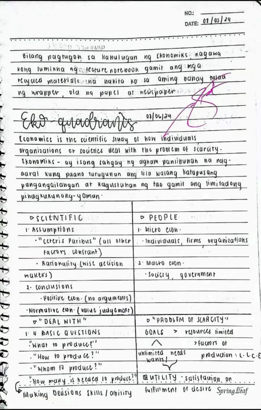 lecture notes in
ARALING PANLIPUNAN 9
TON
DATE
NO.
DATE 2019
ugon ng ( ekonomiks ) napapa-
1000x gamit ang mga
2 kc oming supay twat
nadudun