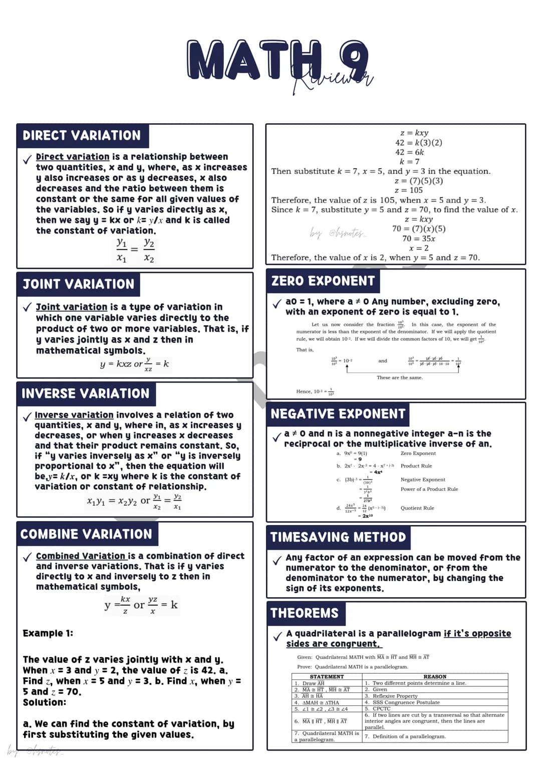 # MATH
Reviewer
## QUADRATIC EQUATION
✓ A quadratic equation in one variable is of the
form $ax^2 + bx + c = 0$ where a, b, and c are real