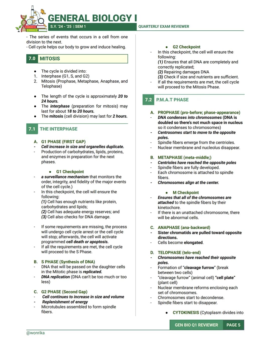 GENERAL BIOLOGY I
S.Y. '24-'25 | SEM 1
QUARTERLY EXAM REVIEWER
1.0 CELL
CELL
- It is the basic unit of structure and function in
living thin