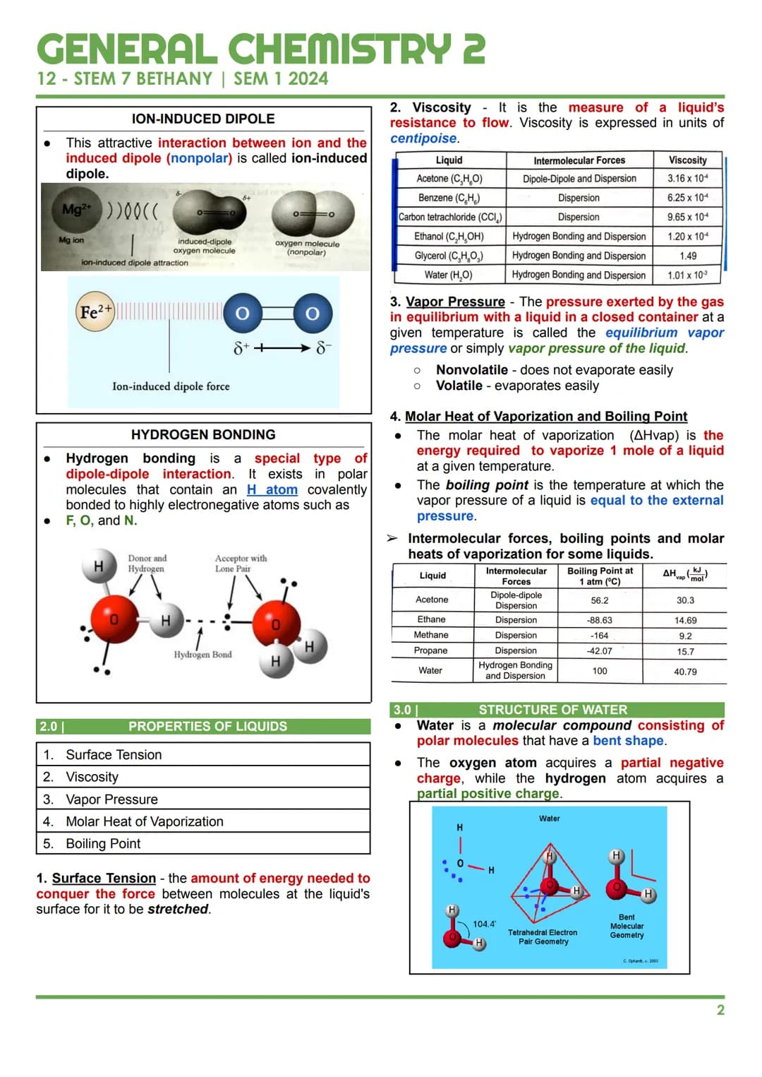 GENERAL CHEMISTRY 2
12 - STEM 7 BETHANY | SEM 1 2024
LESSON 1:
INTERMOLECULAR FORCES OF LIQUIDS AND SOLIDS
INTRODUCTION
KINETIC MOLECULAR TH